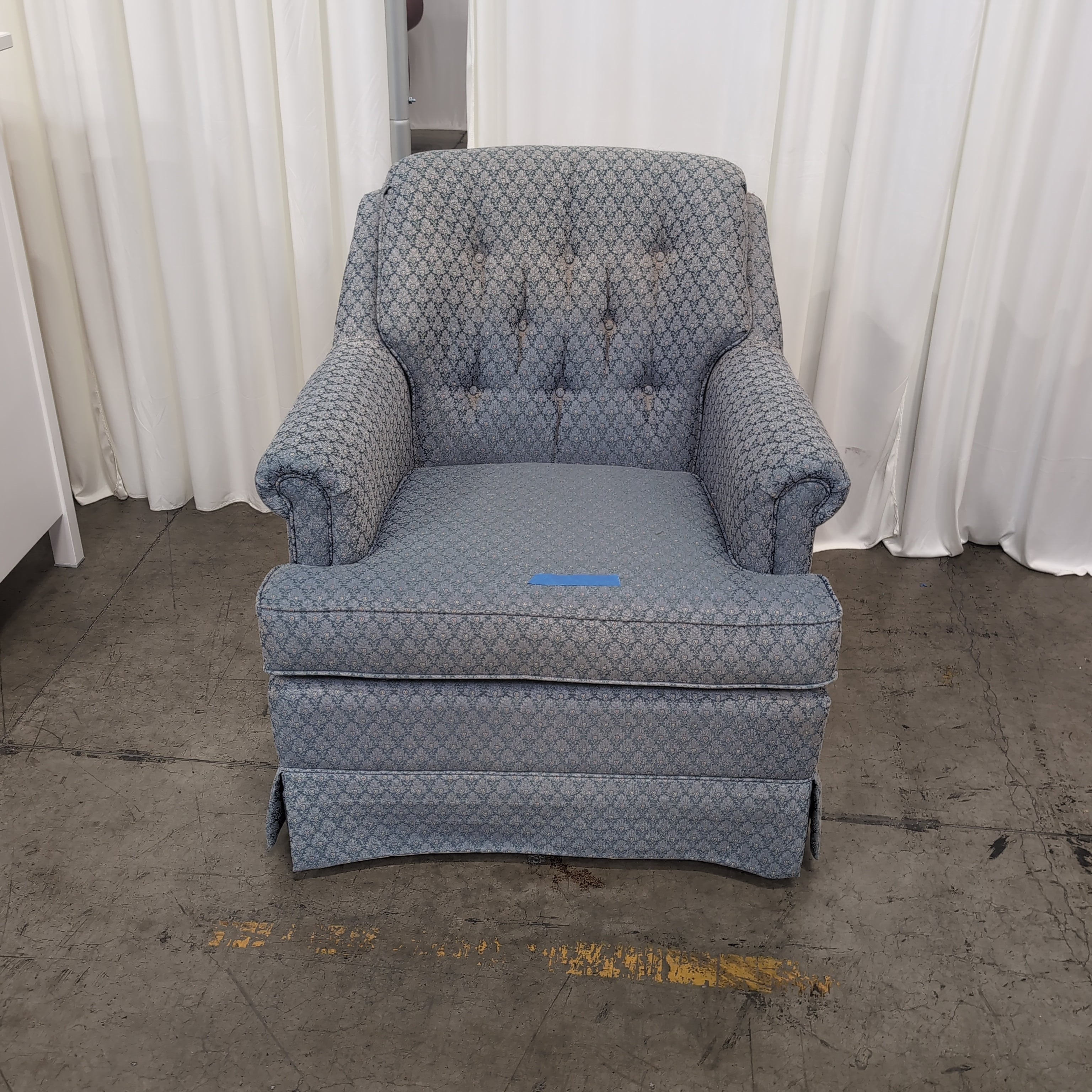 Light Blue Patterned Upholstered Club Chair with Rolled Arms