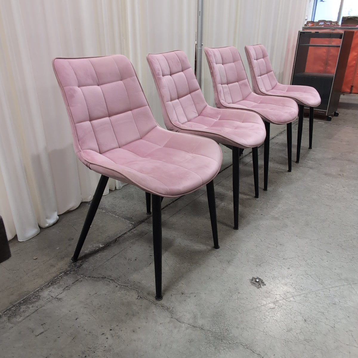 Pink Quilted Velvet Dining Chair