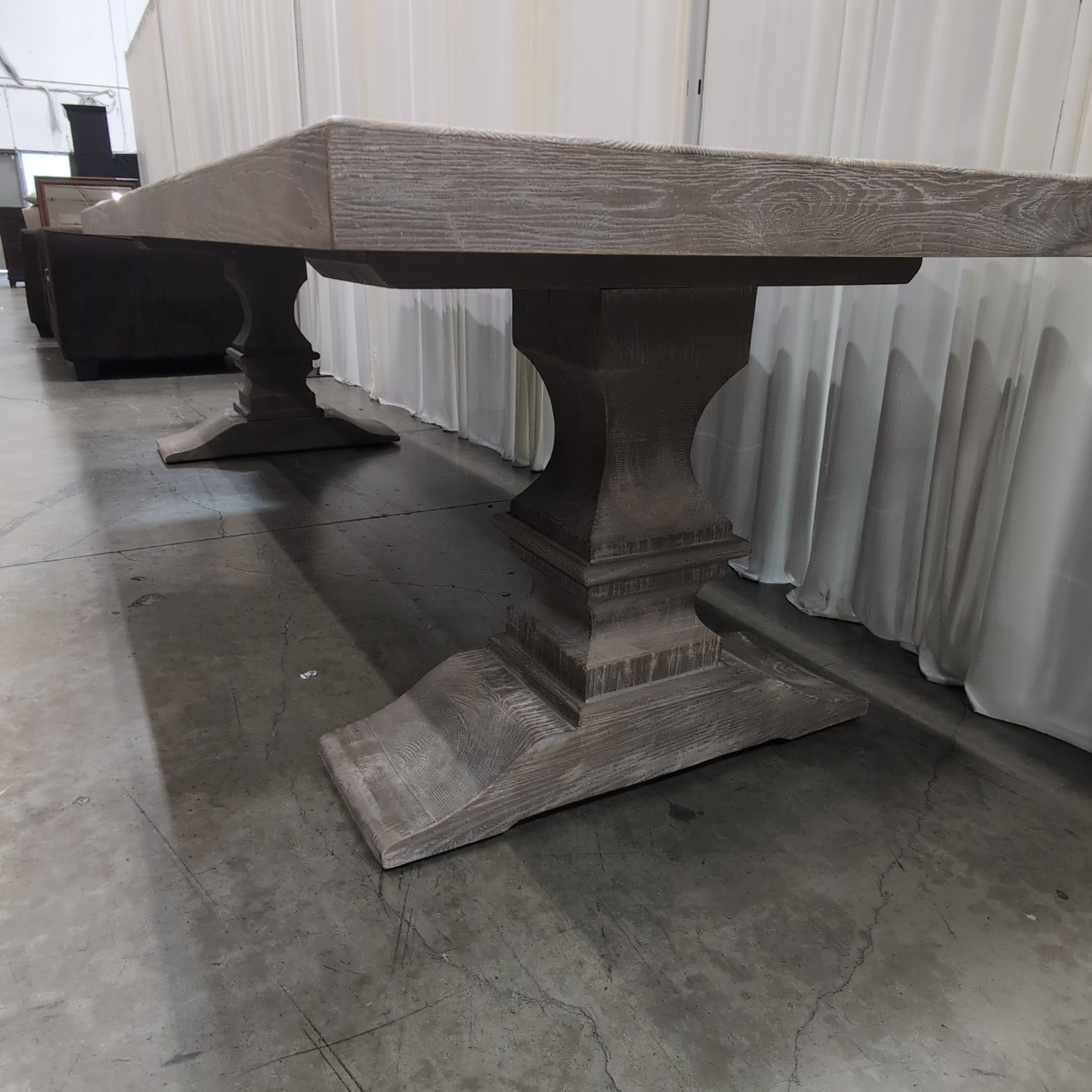 Long Grey Washed Wood Dining Table