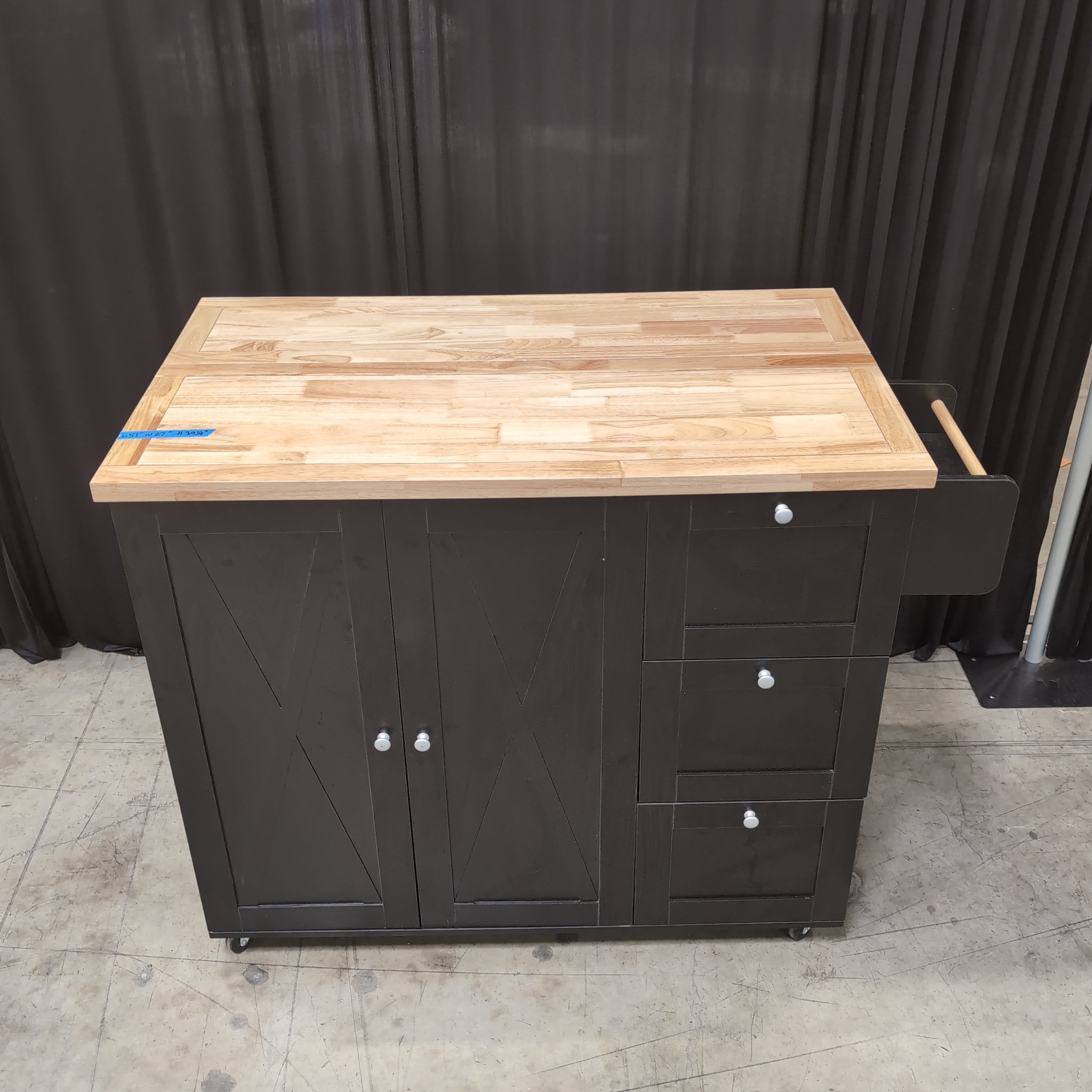 Dark Wood Kitchen Island with Butcher Block Top