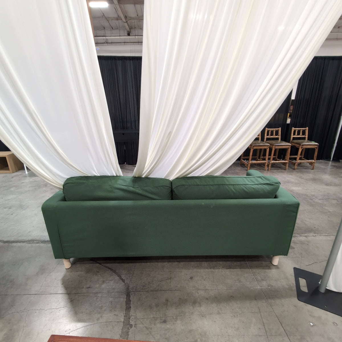 IKEA-Simple Green Fabric Couch with Square Arms