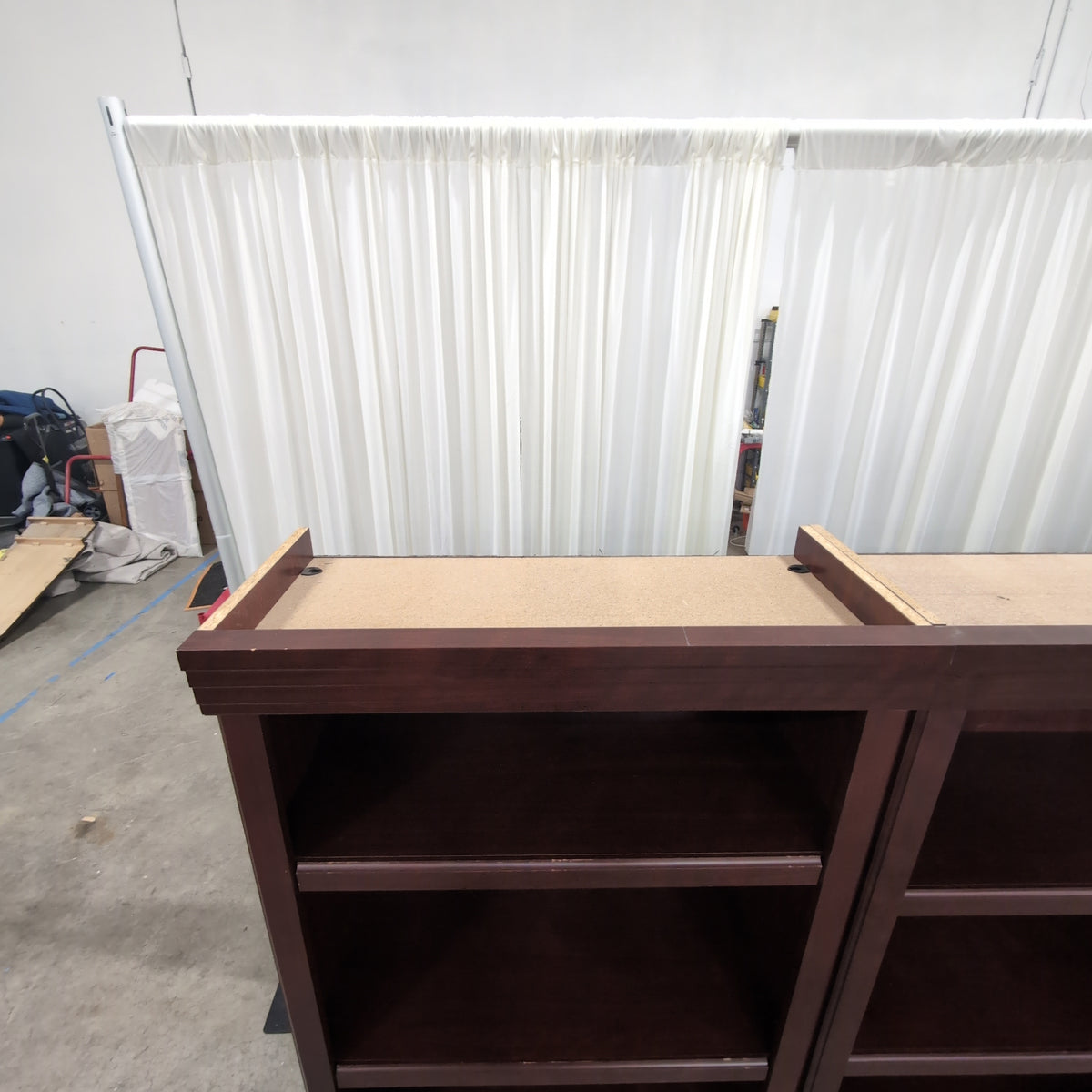 Sauder Dark Brown Three-Section Bookcase with Cabinet Doors
