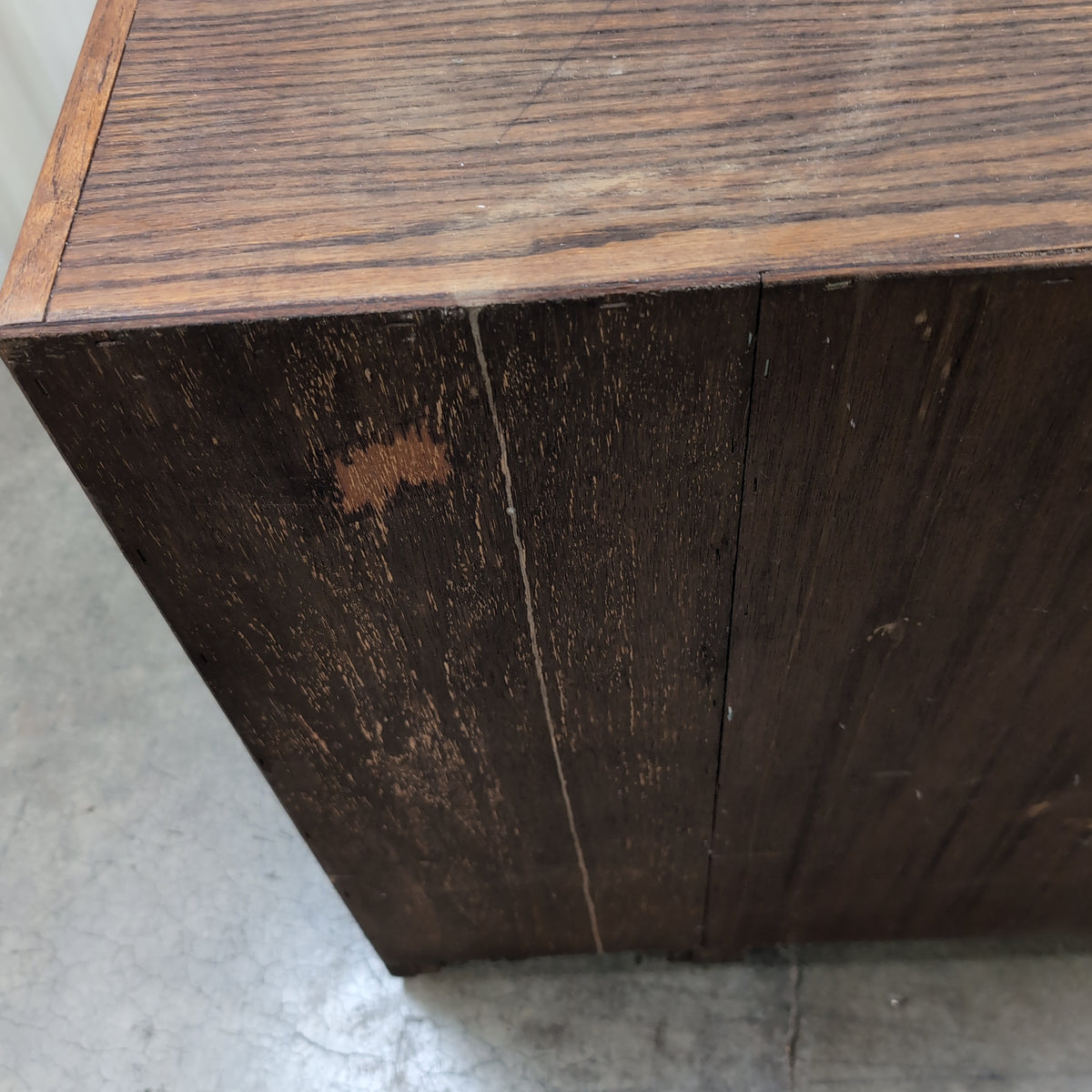 Dark Stained Wood TV Stand with Glass Doors