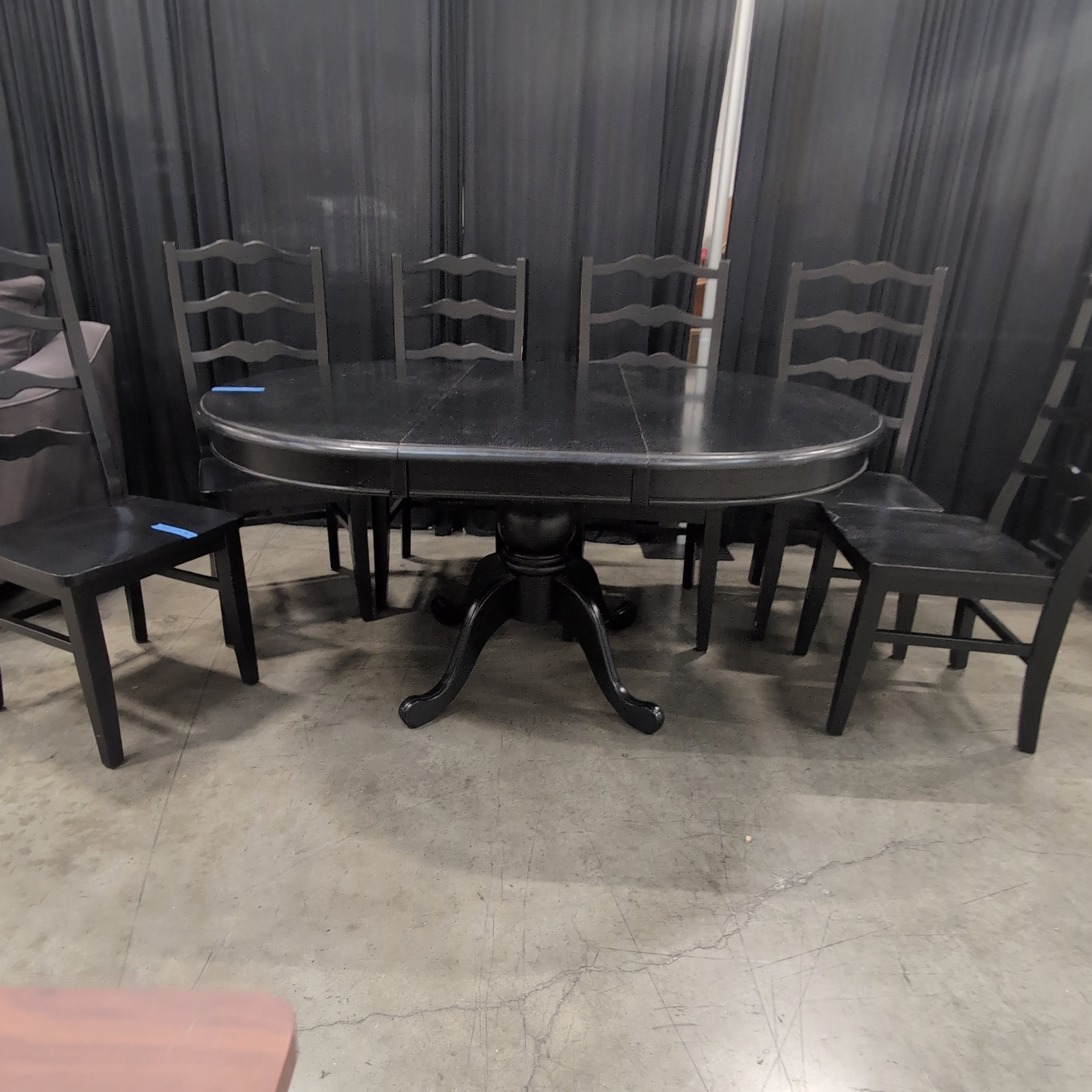 Round Pedestal Base Dining Table in Black Wood