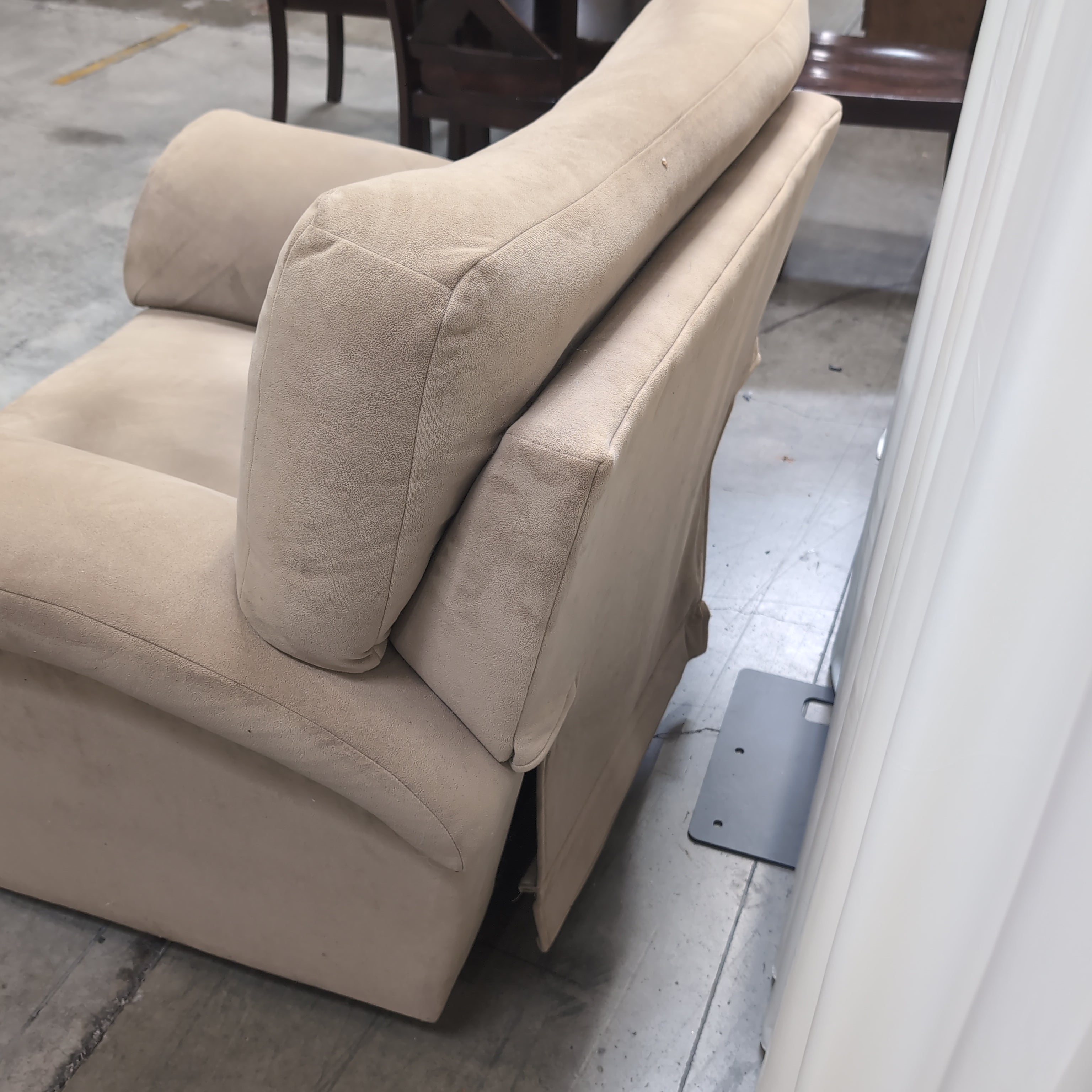 Plush Tan Microfiber Recliner with Rolled Arms