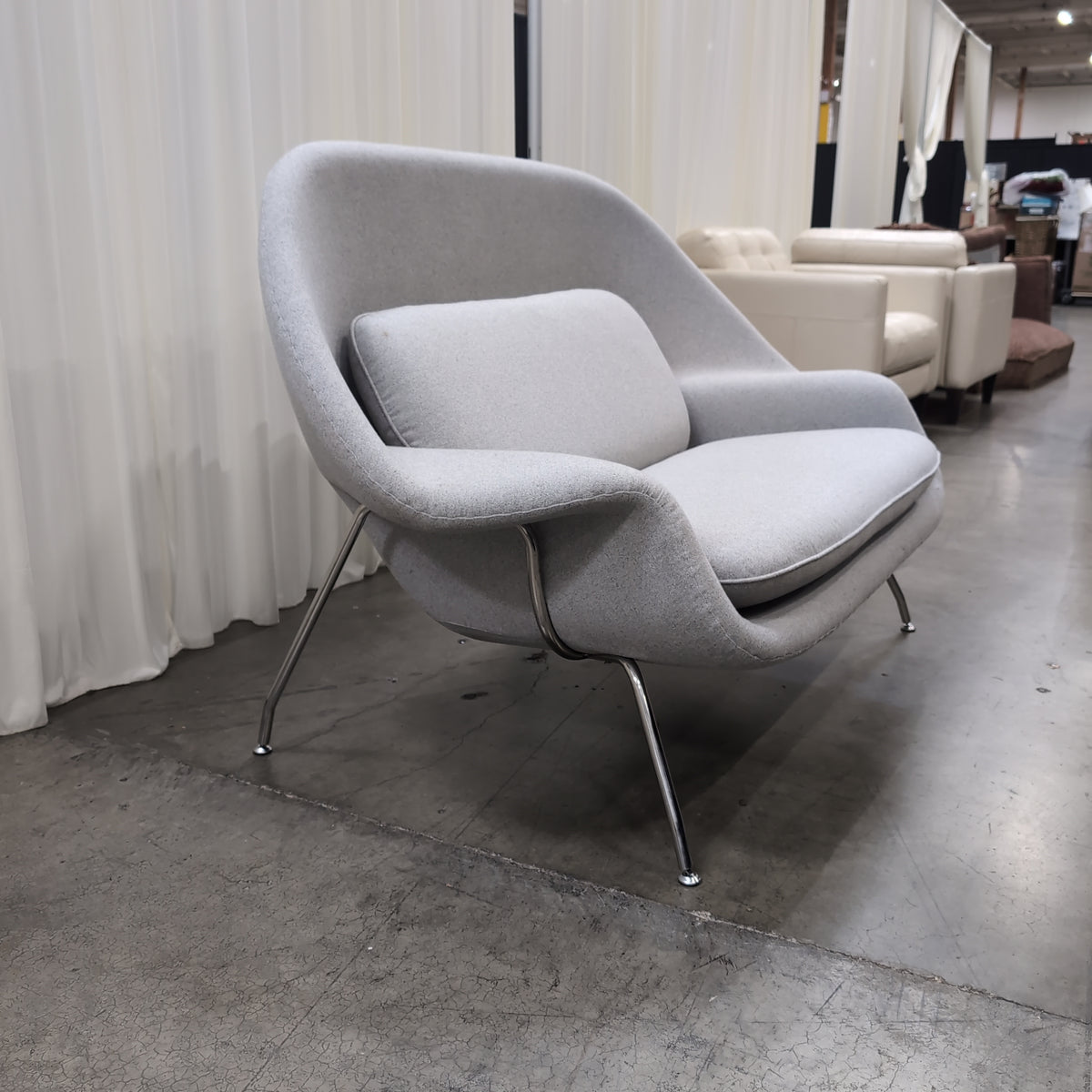 Modern Light Grey Upholstered Bucket Chair