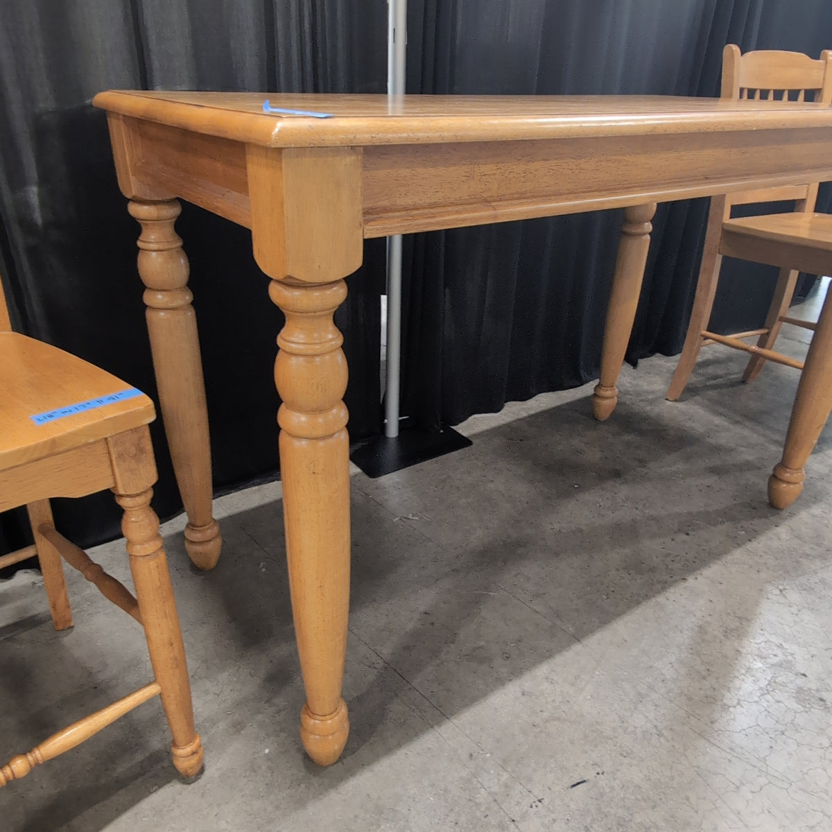 Natural Tone Wood Spindle Back Chair and table