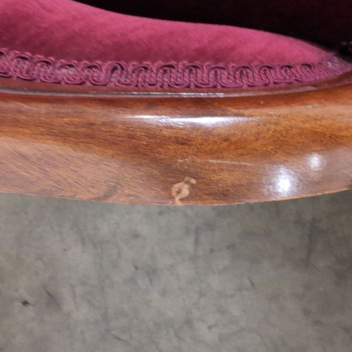 Ornate Carved Wood Frame Accent Chair in Deep Red Velvet