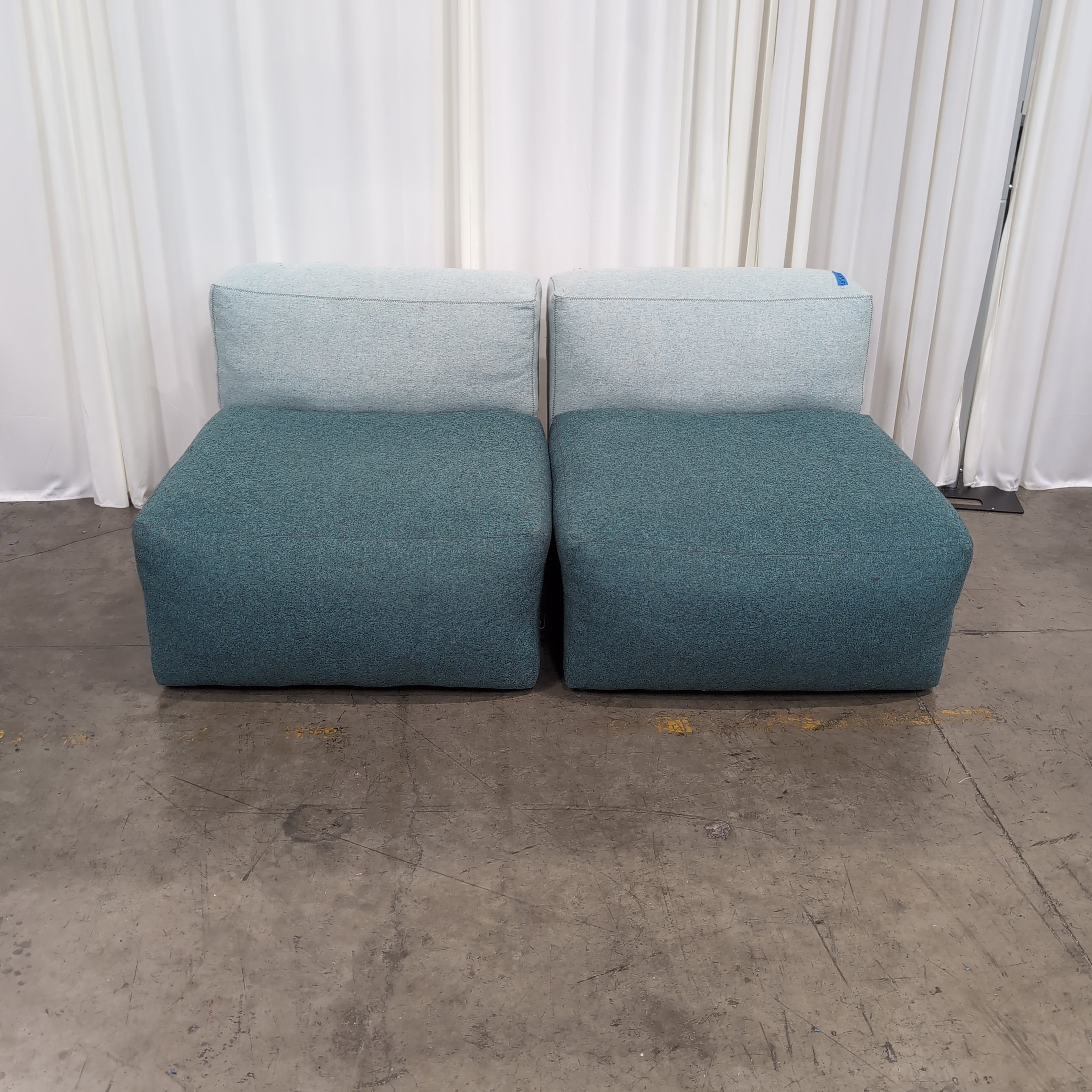 Pair of Two-Tone Green Fabric Modular Seat with Backrest