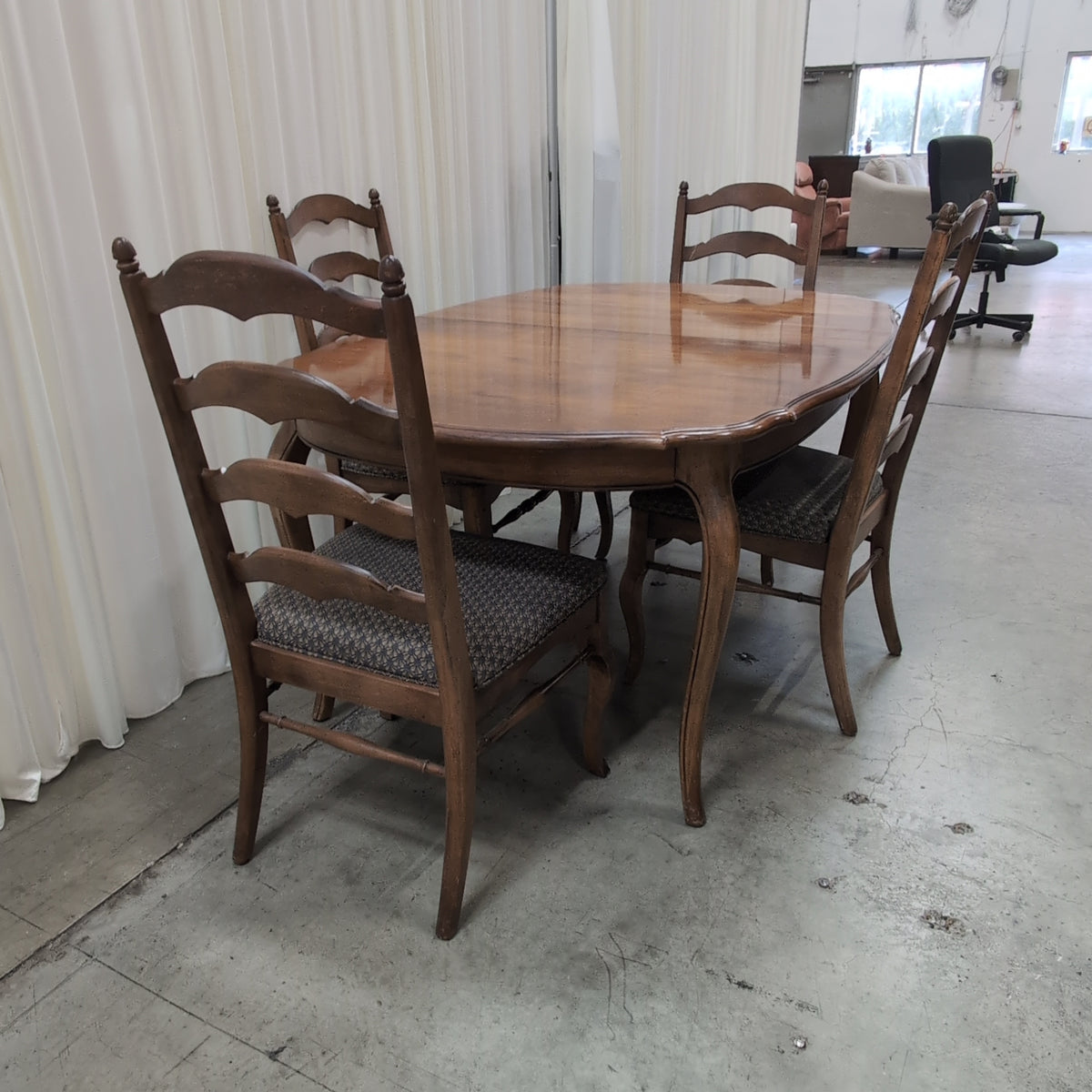 Traditional Wood Dining Table with Ladder Back Chairs