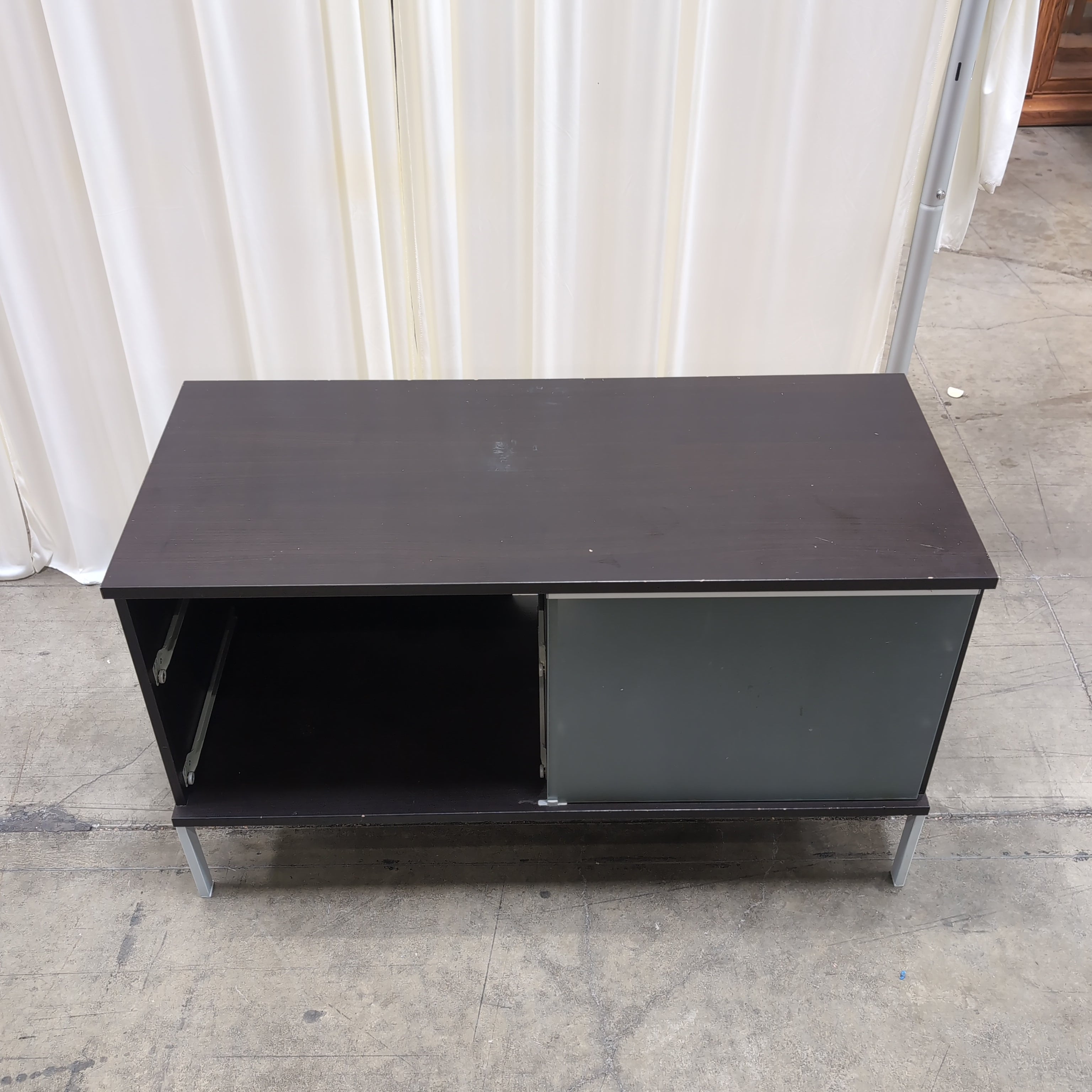 Espresso Finish Modern TV Stand with Sliding Door