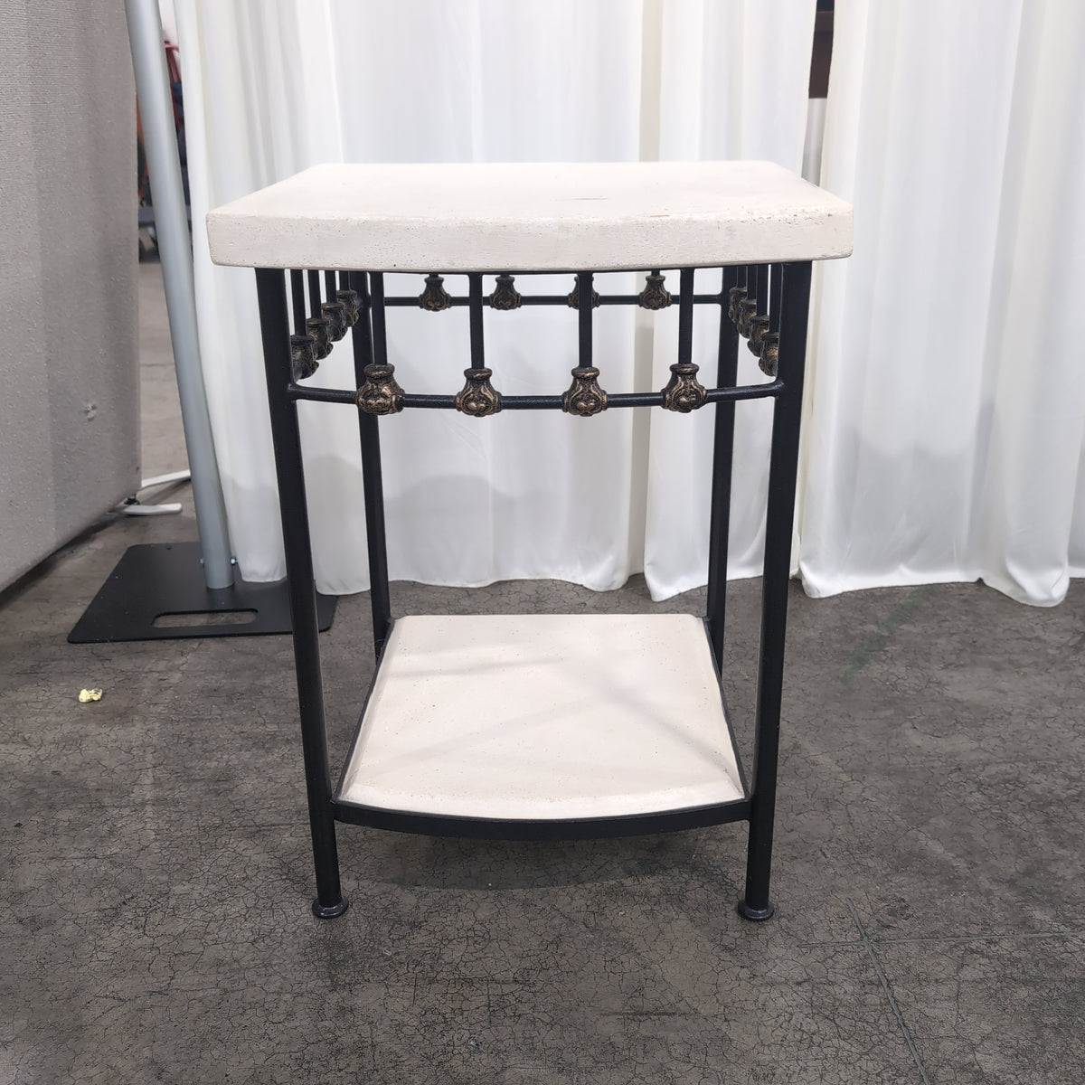 Square Mediterranean End Table in Stone and Iron