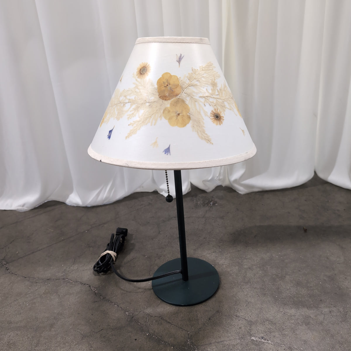 Botanical Print White Fabric Table Lamp