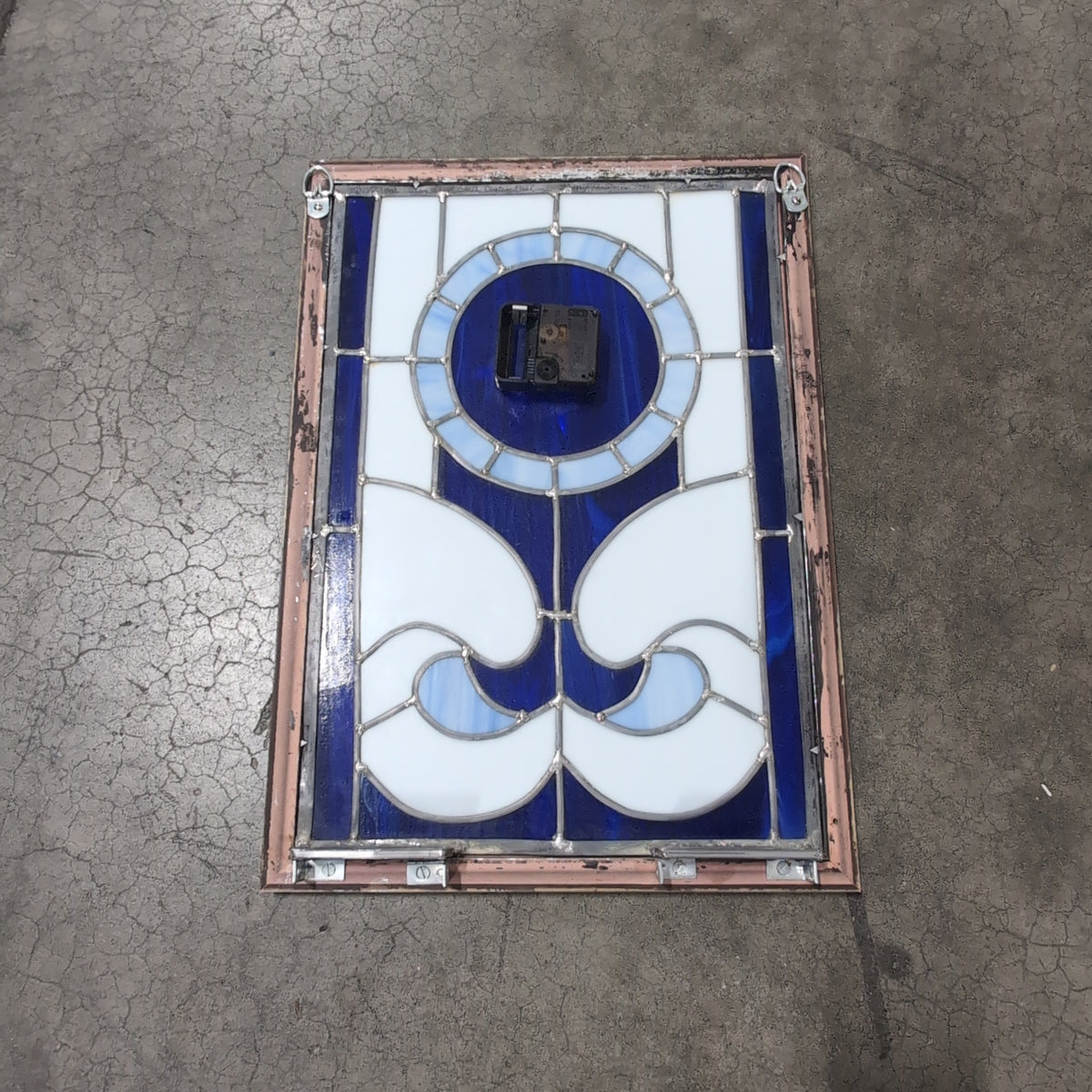 Blue and White Stained Glass Wall Clock