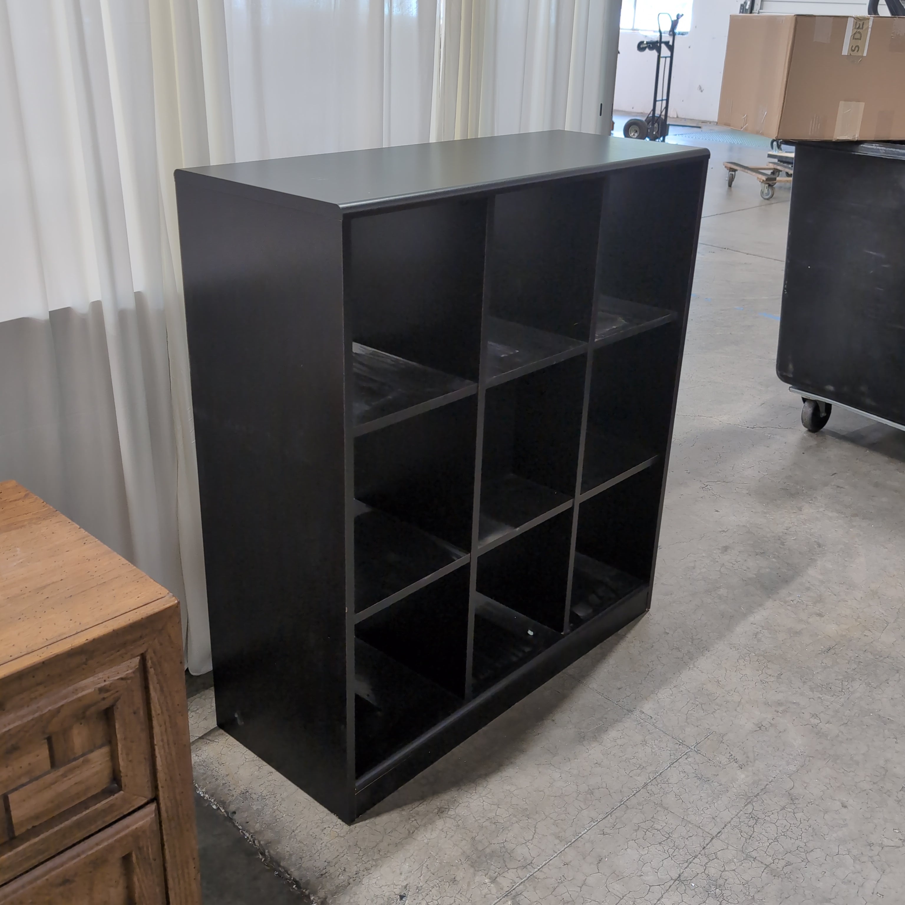Black Wood Composite Multi-Cubby Storage Bookcase