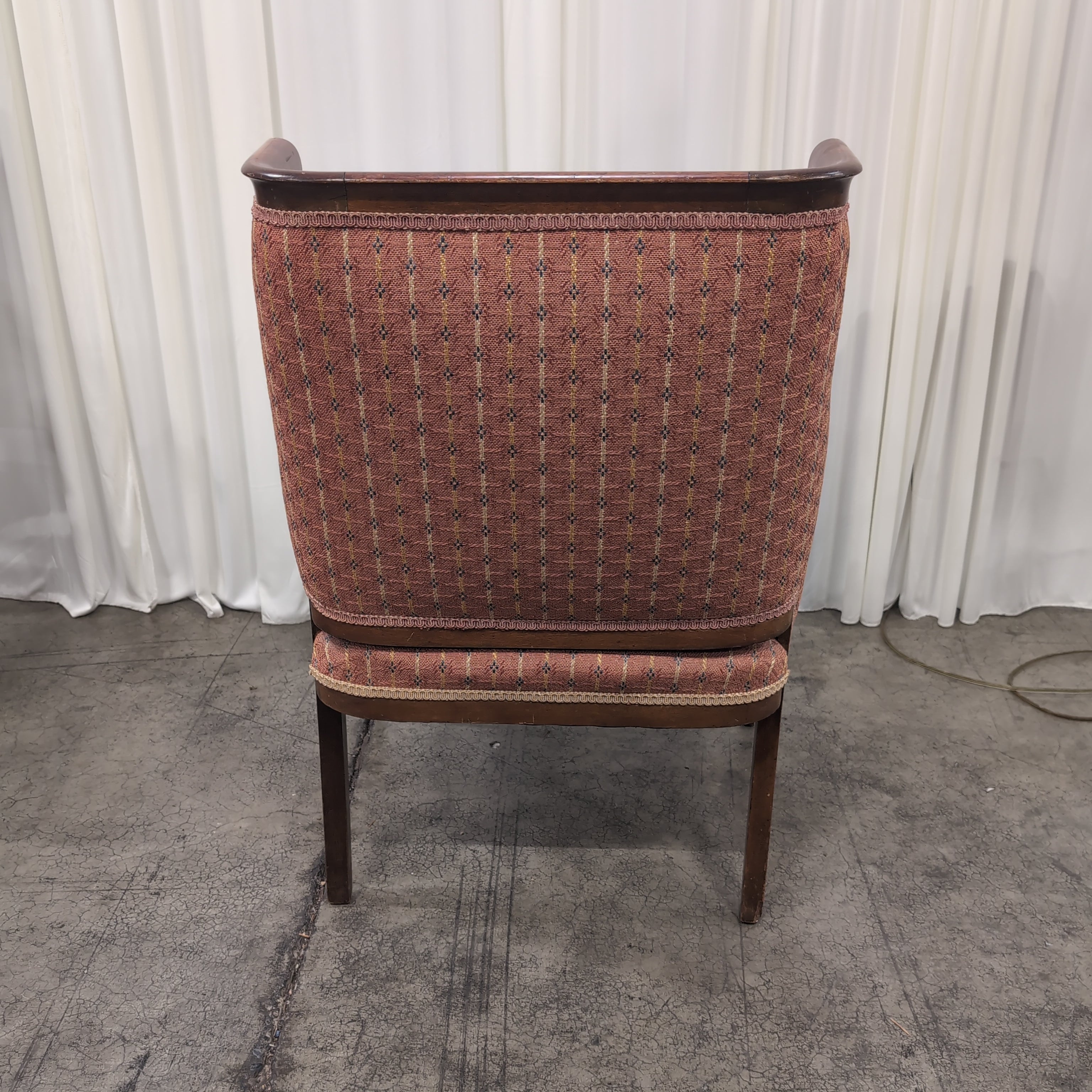 Traditional Dark Wood Armchair with Red Upholstery