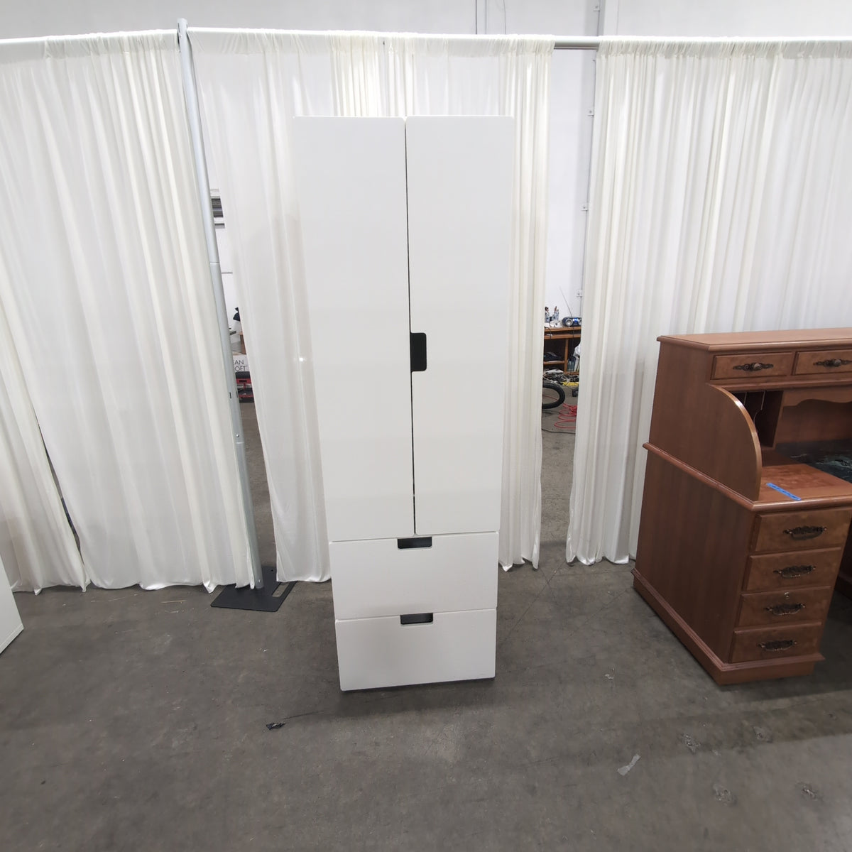 IKEA Modern White Wood Armoire with Two Drawers