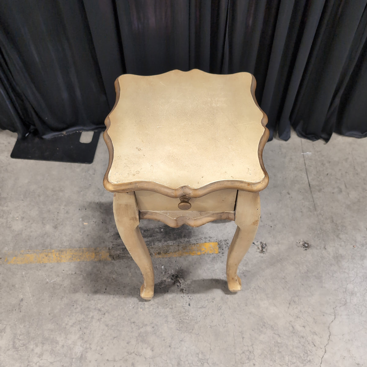 French Provincial Style Cream Nightstand with Cabriole Legs