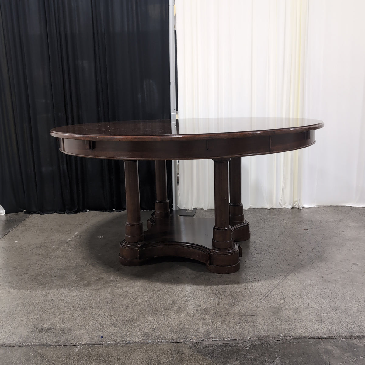 Traditional Brown Wood Round Dining Table