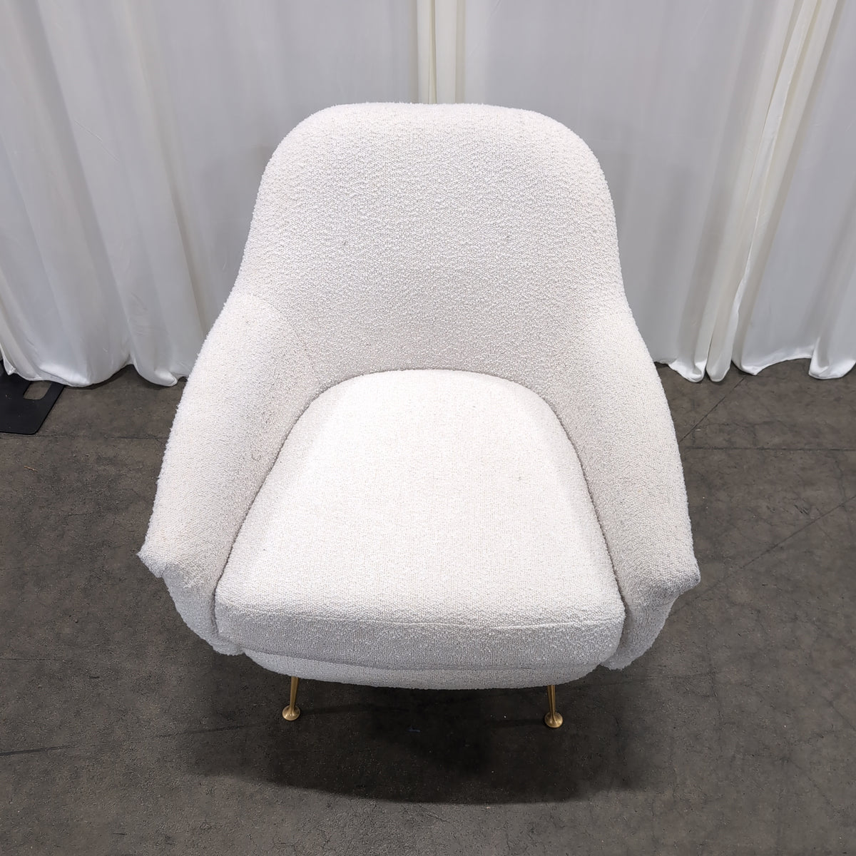 Cream Bouclé Armchair with Brass-Toned Feet