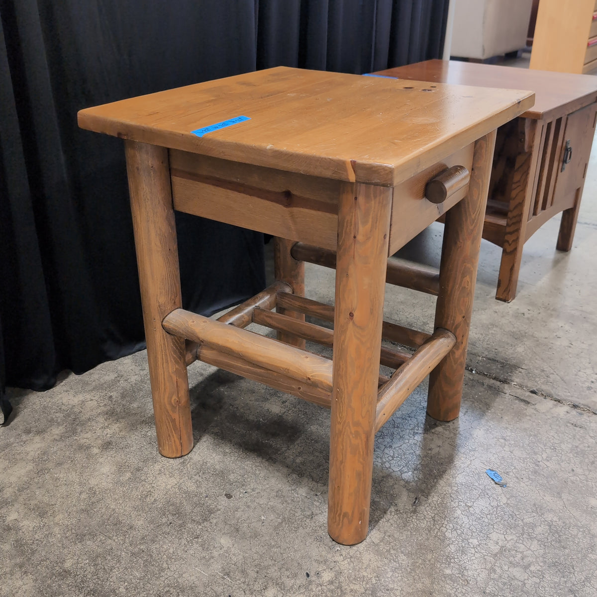 Rustic Honey Wood End Table with Chunky Legs