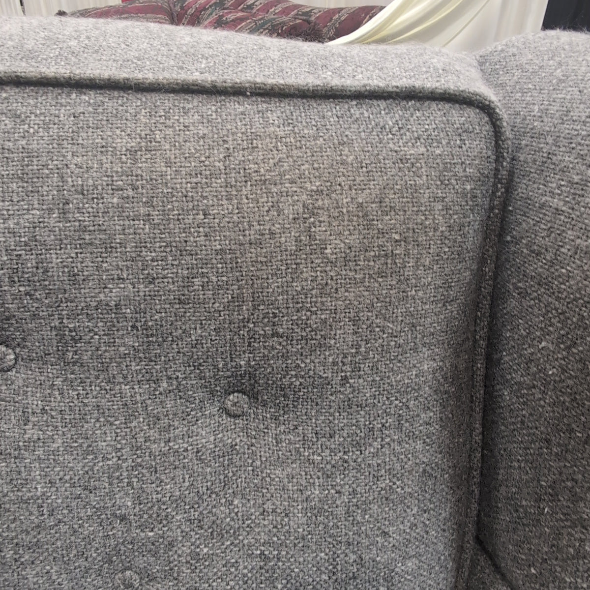 Grey Fabric Loveseat with Button Tufting