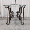 Ornate Scrollwork Iron End Table with Glass Top