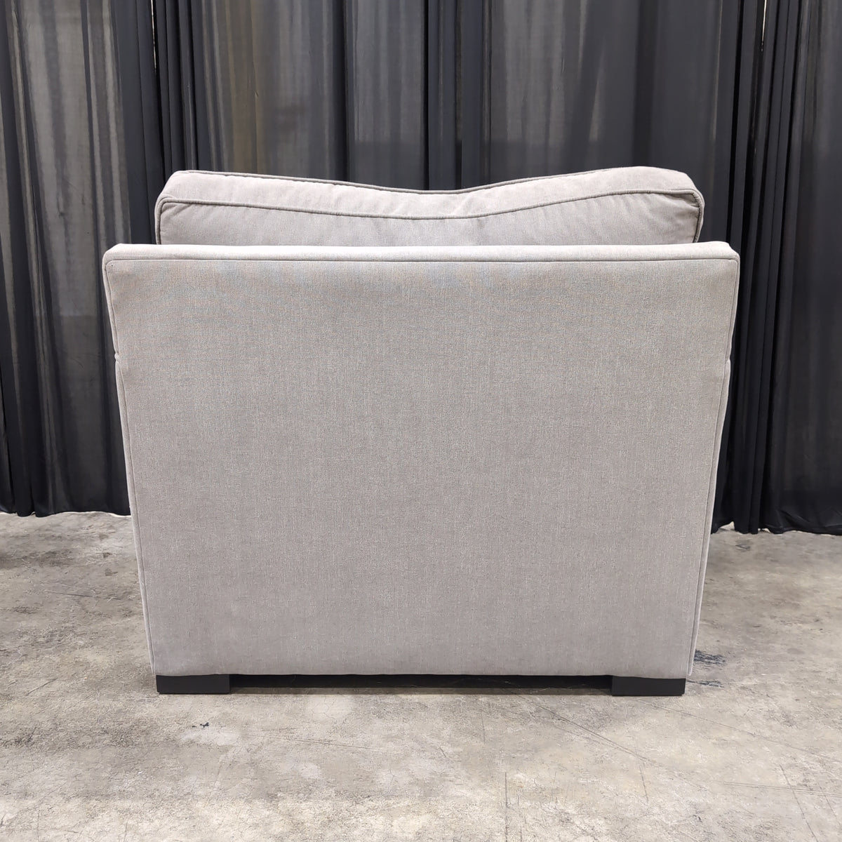 Light Gray Fabric Upholstered Armchair with Track Arms