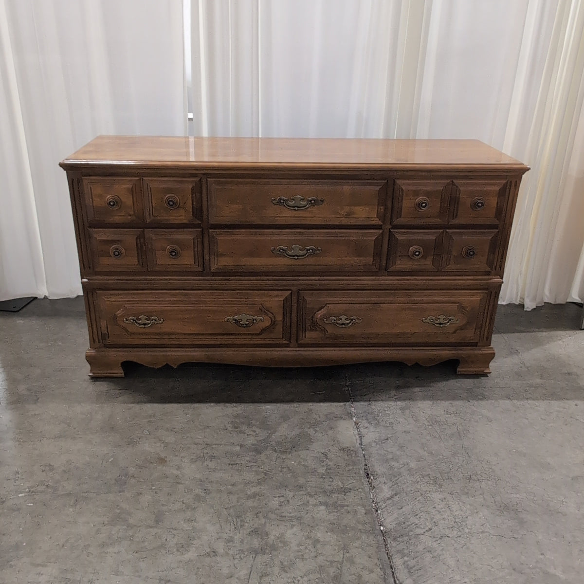 French Provincial Style Wood Dresser with Brass Pulls