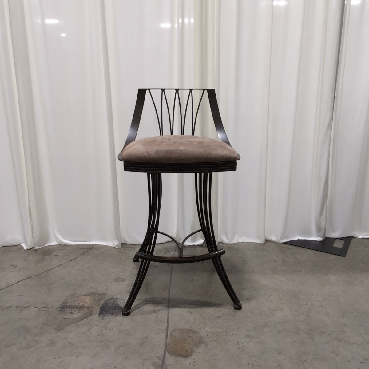 Bronze Metal Swivel Bar Stool with Upholstered Seat