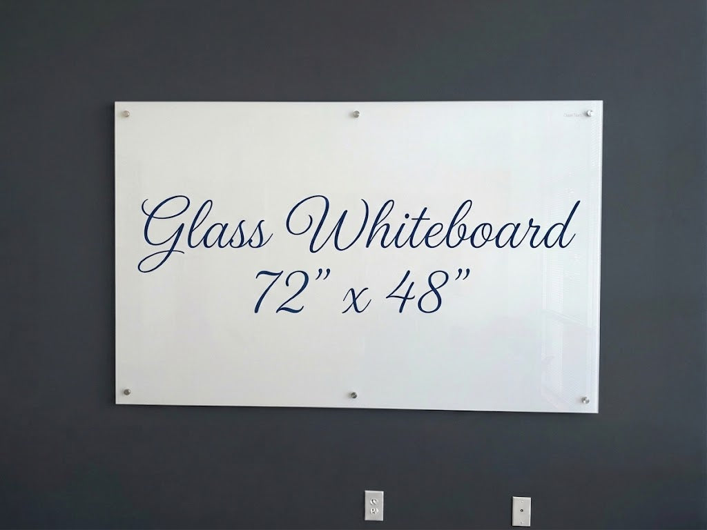 Global Industrial Magnetic Glass Dry Erase Board, 6 Foot x 4  Foot, Frameless White Tempered Glass