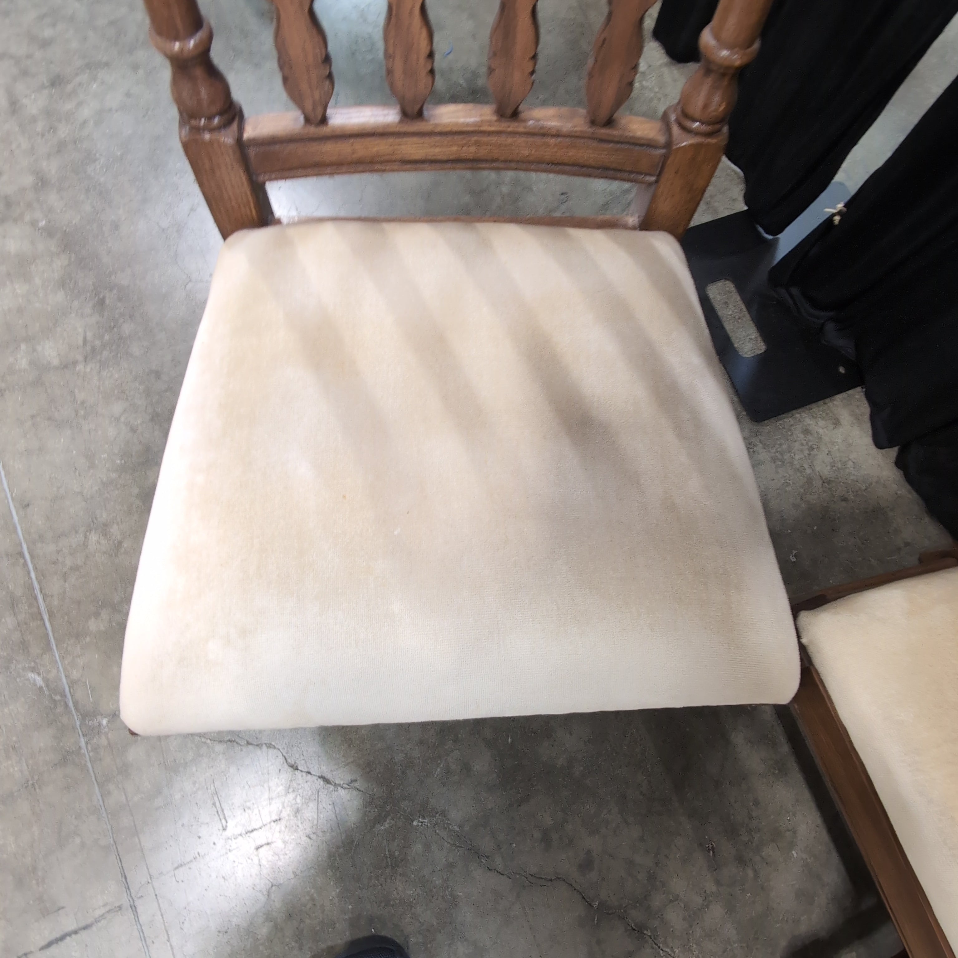 Traditional Brown Wood Dining Chairs with Beige Upholstery