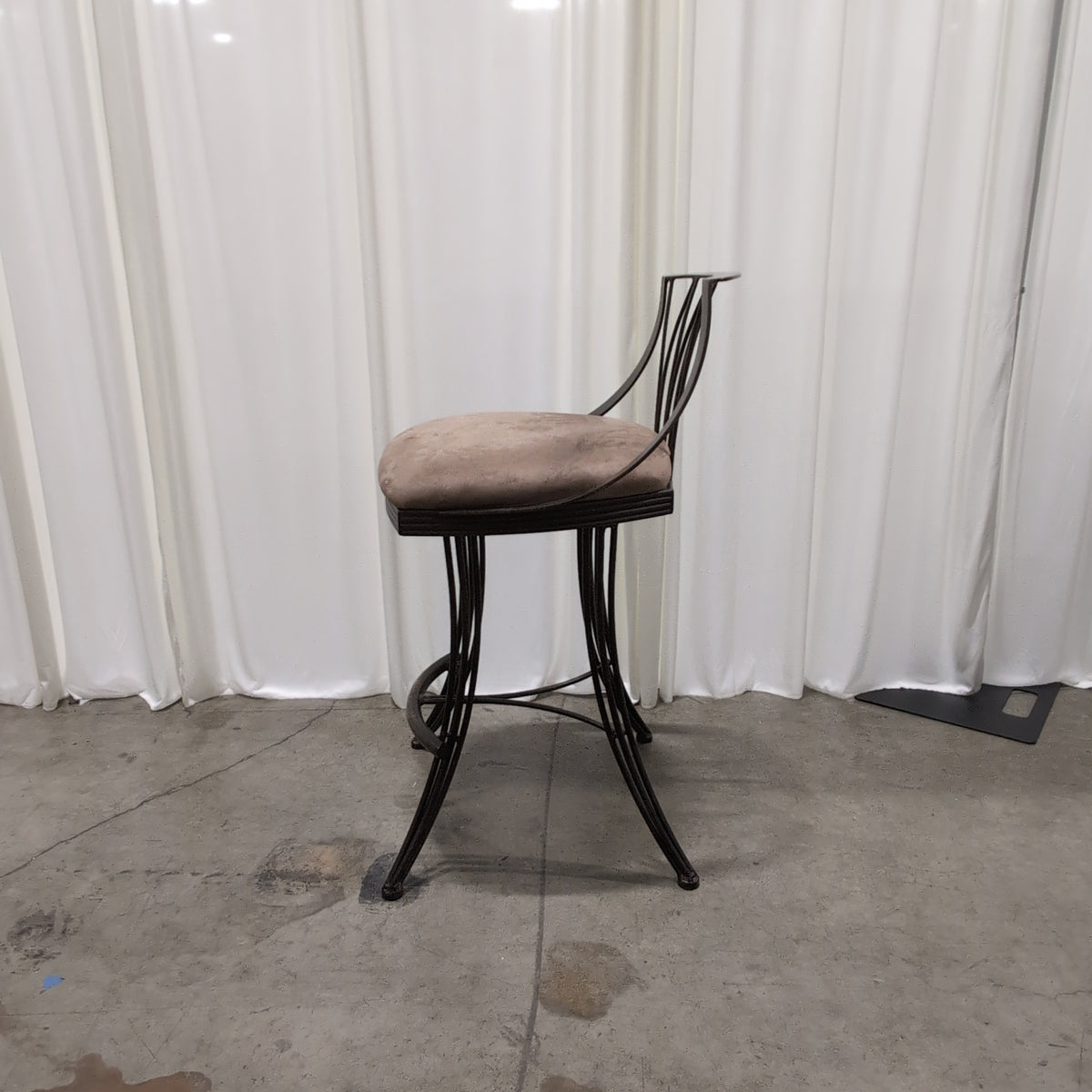 Bronze Metal Swivel Bar Stool with Upholstered Seat