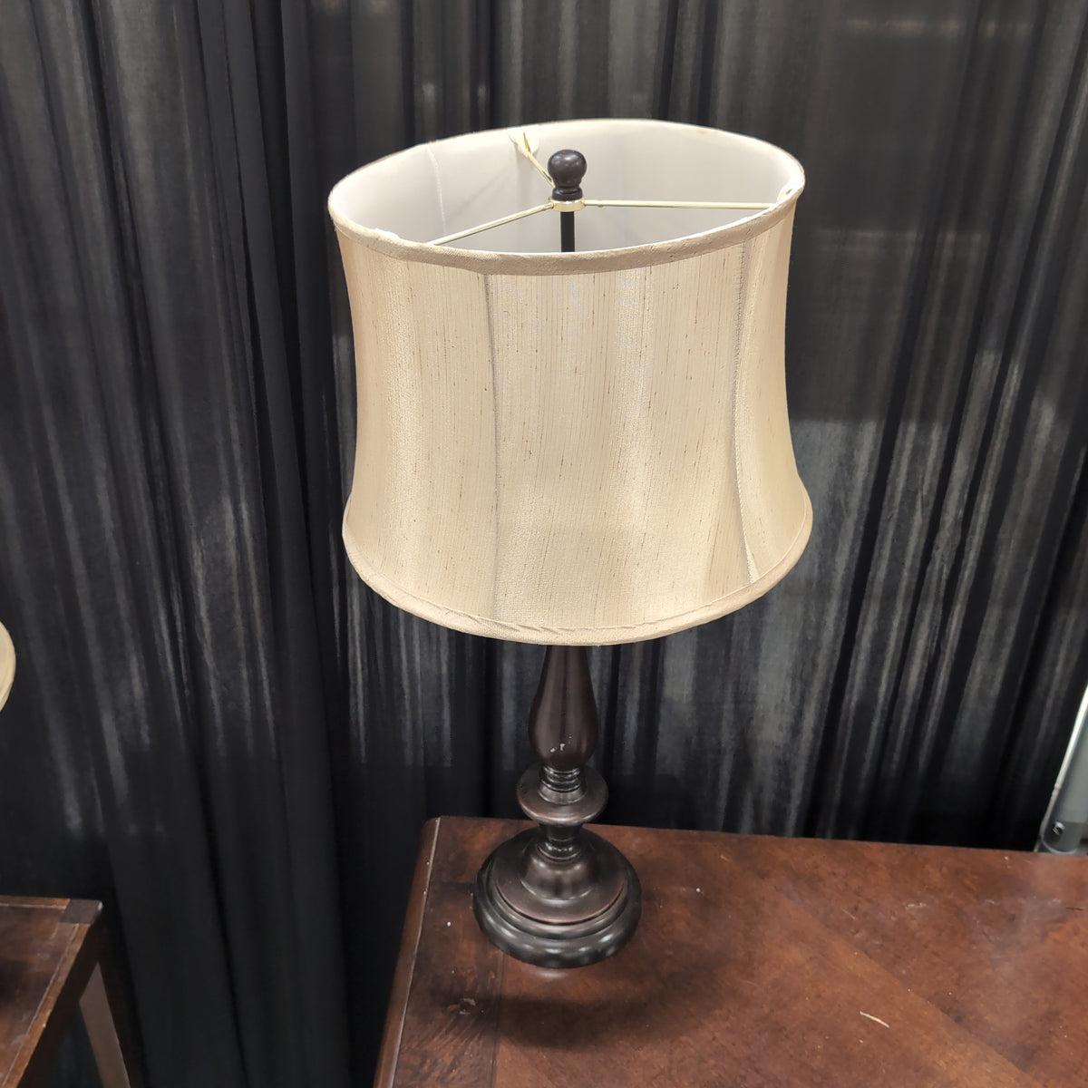 Traditional Dark Bronze Table Lamp with Cream Shade