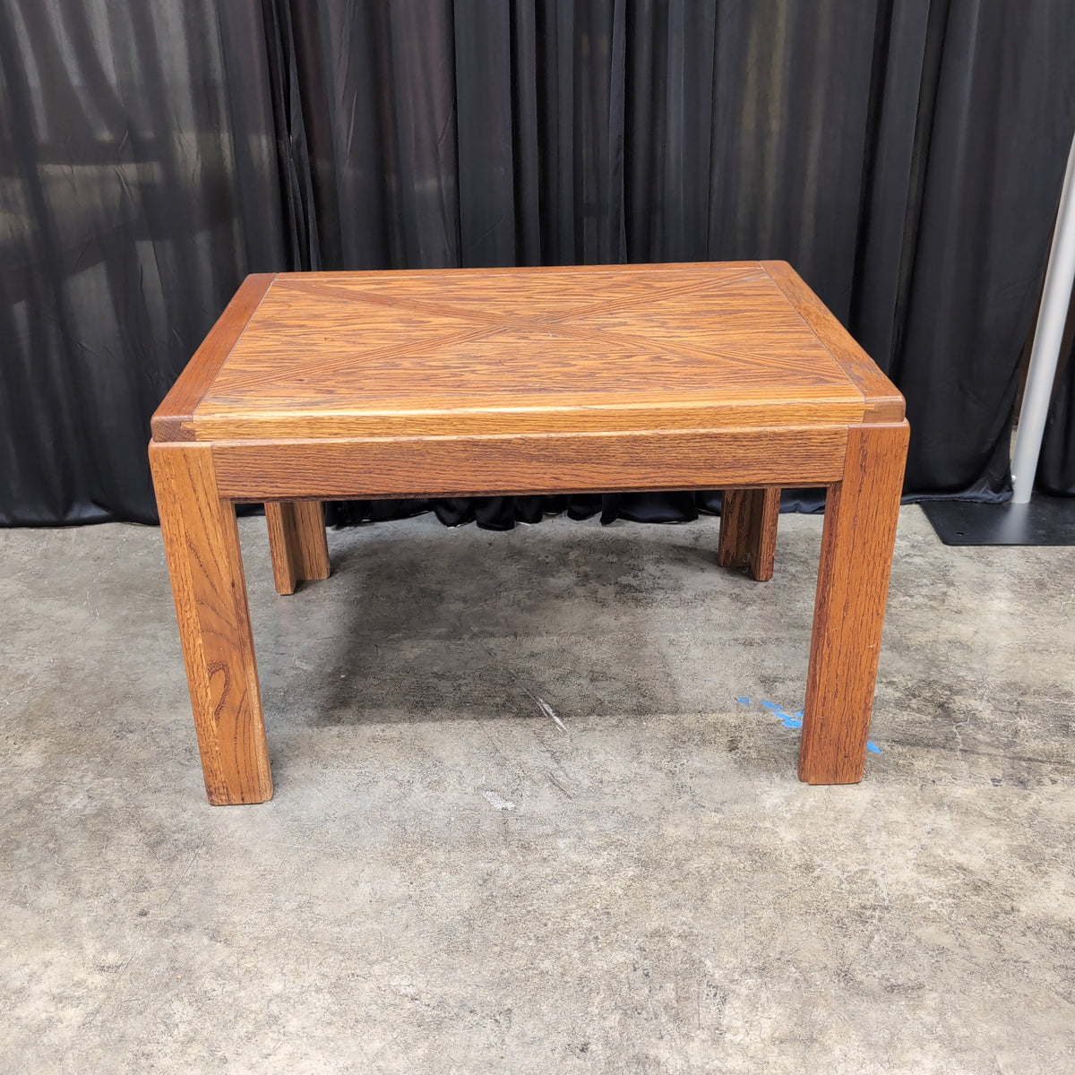 Brown Wood End Table with Geometric Top