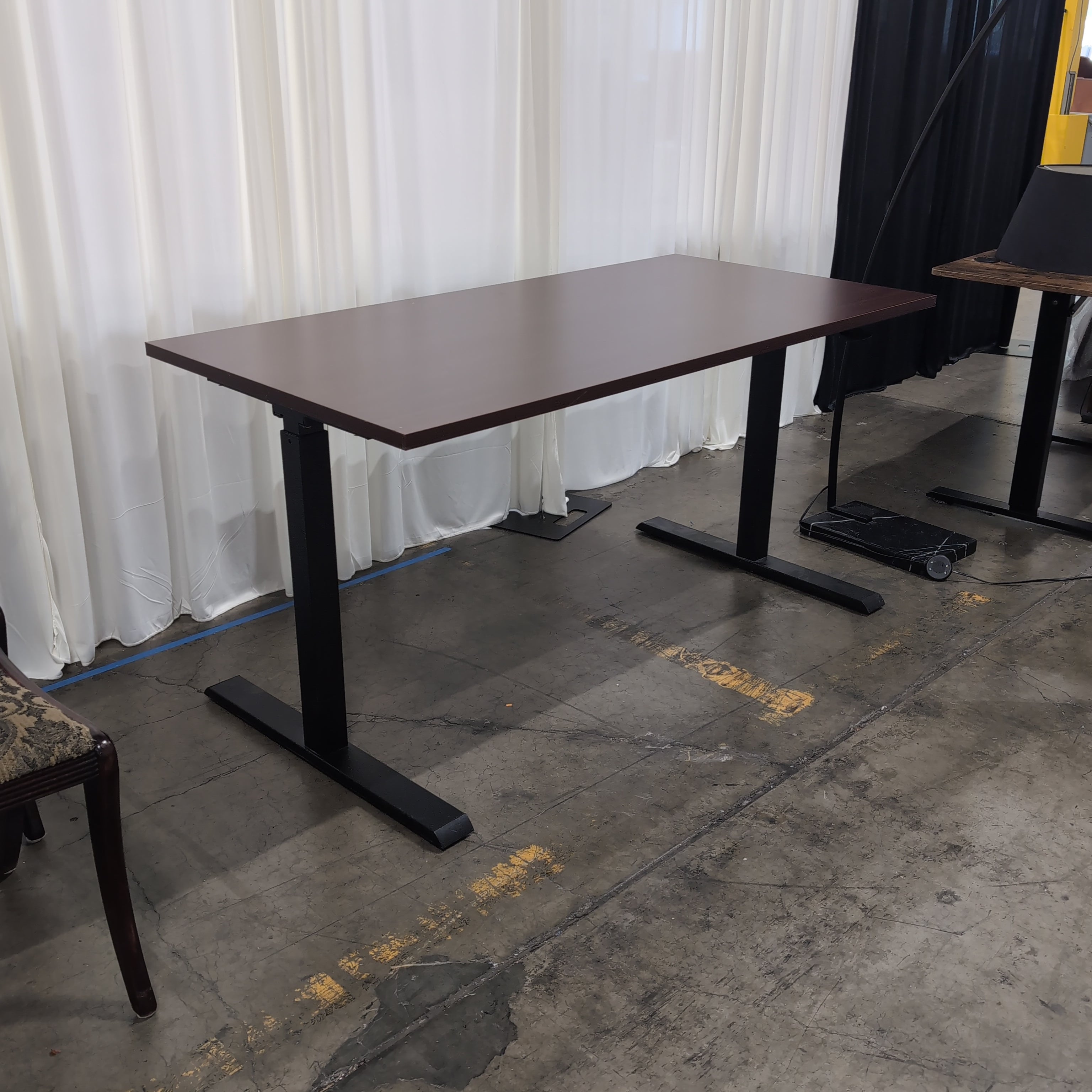 Dark Brown Laminate Adjustable Height Desk