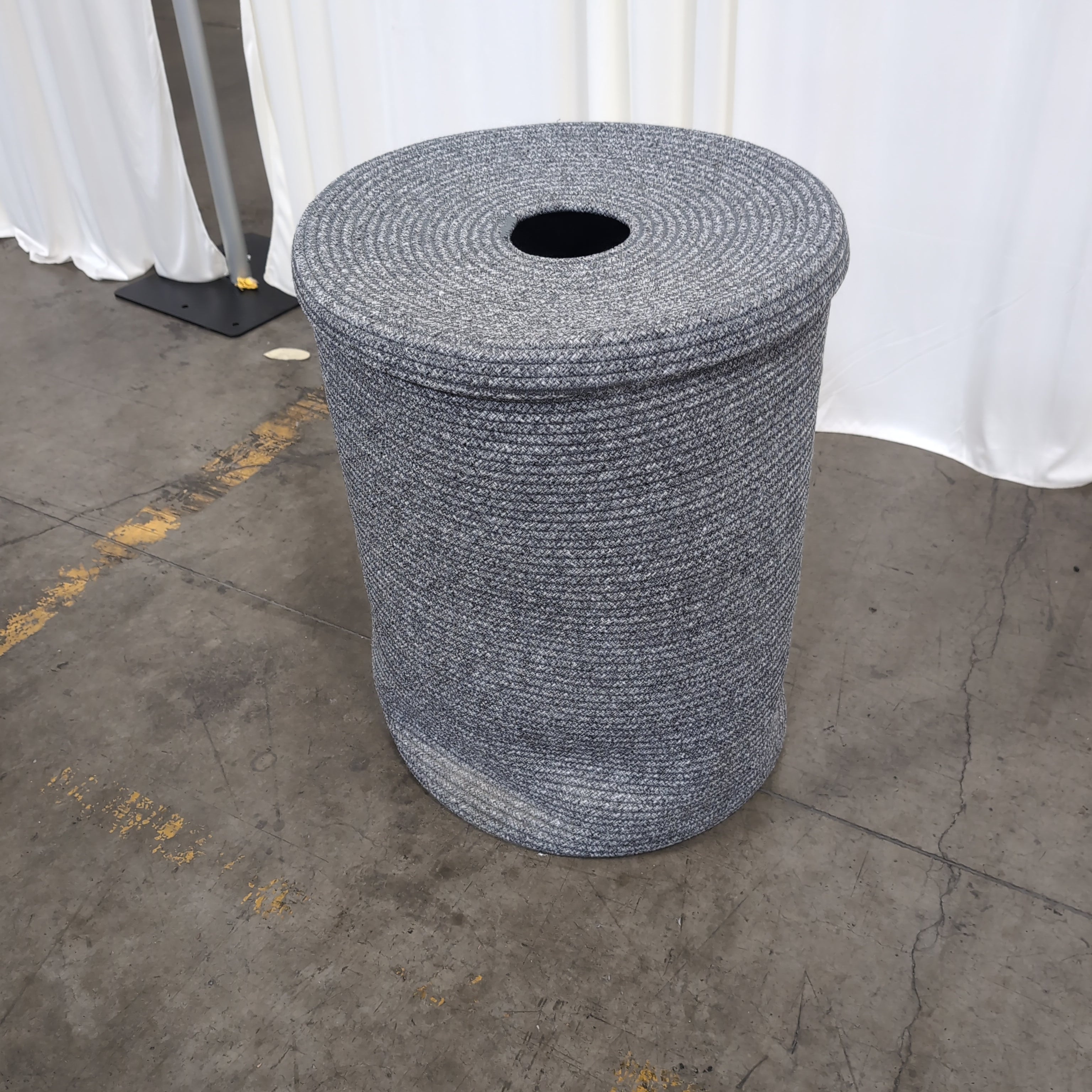 Round Grey Woven Laundry Hamper with a Lid