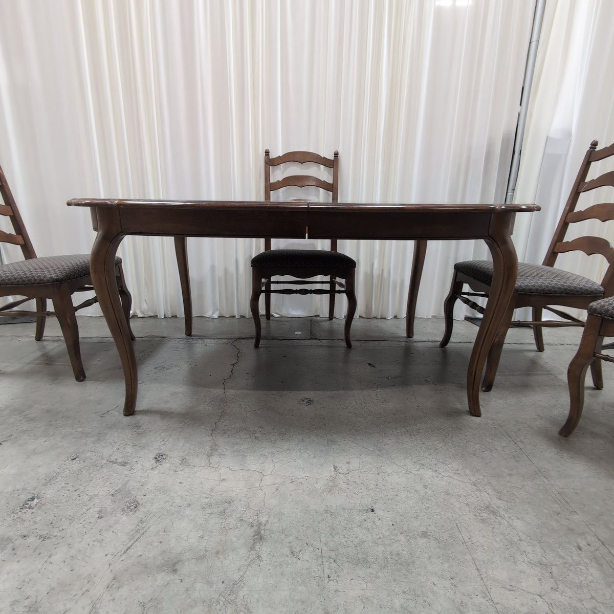 Traditional Wood Dining Table with Ladder Back Chairs