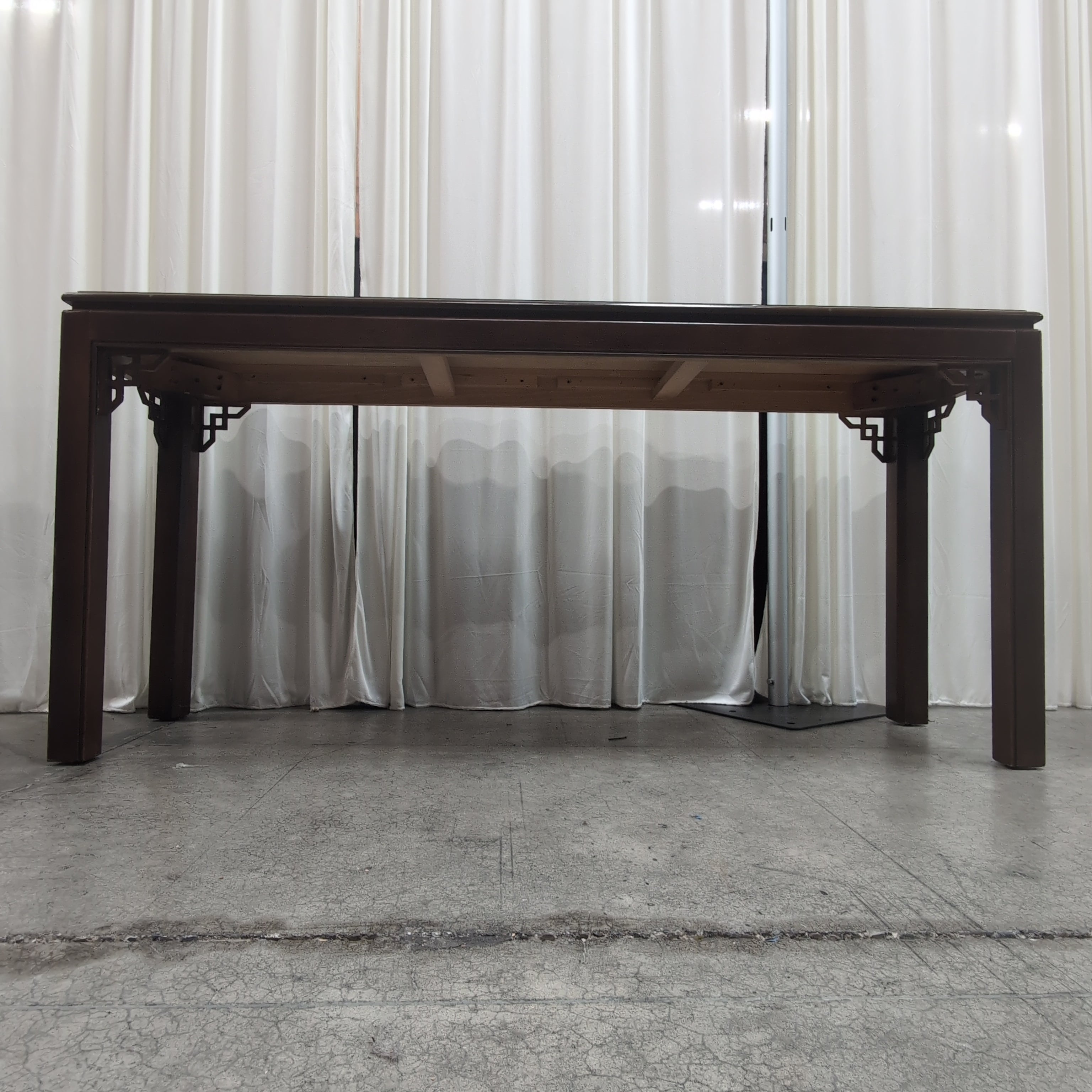 Traditional Dark Wood Console Table with Burl Inlay