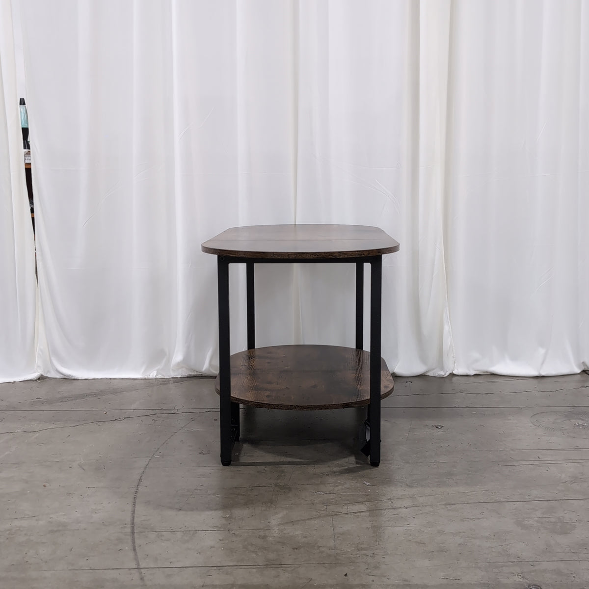 Dark Brown Oval Coffee Table with Two Tiers