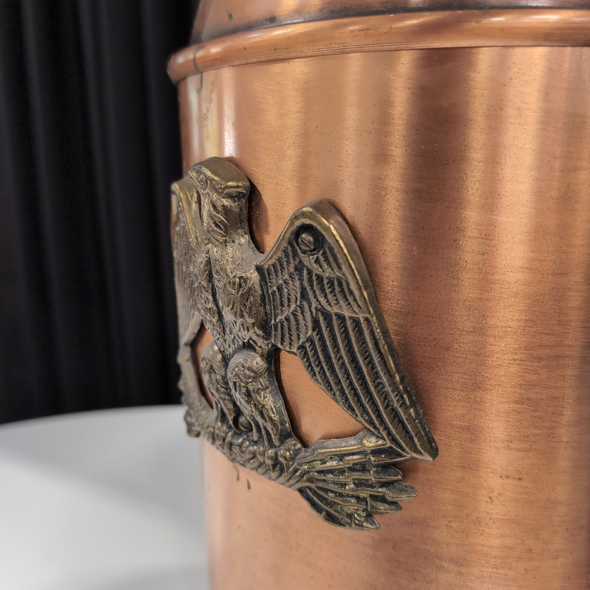Copper Eagle Emblem Table Lamp with Fabric Shade