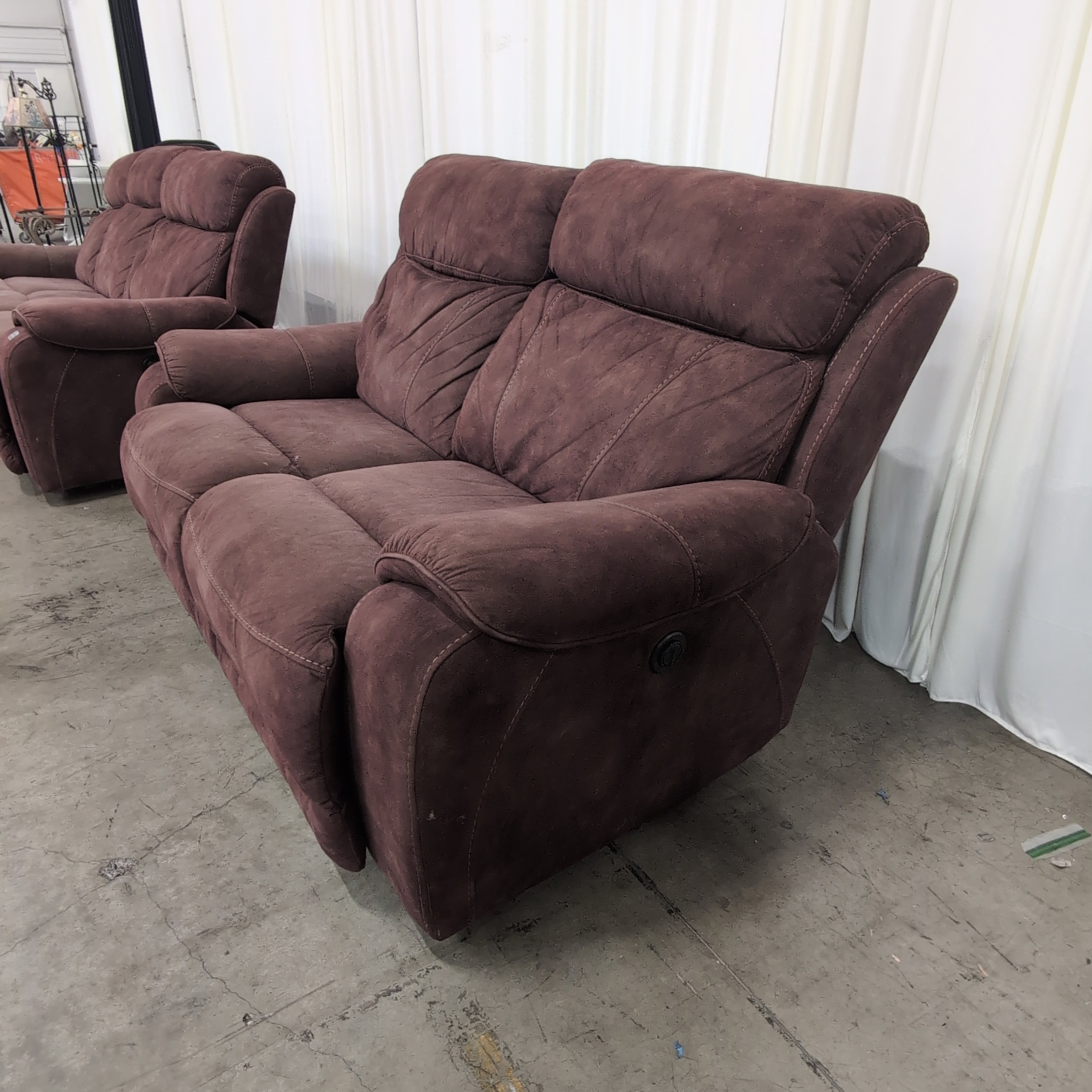 Burgundy Microfiber Reclining Loveseat