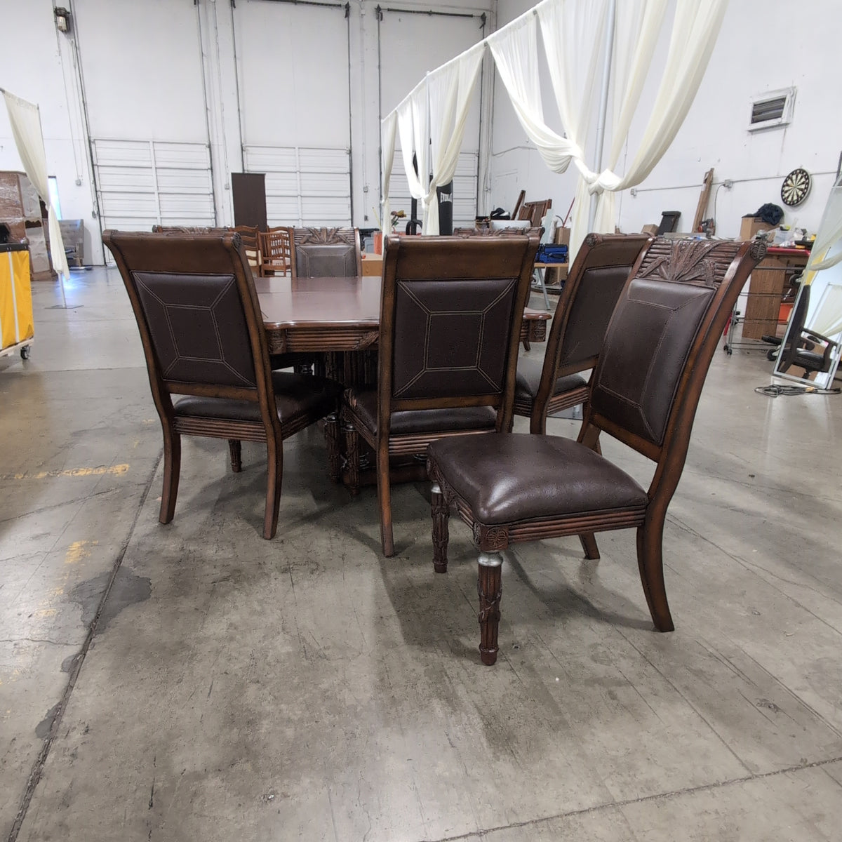 Ornate Traditional Carved Dining Table in Dark Wood