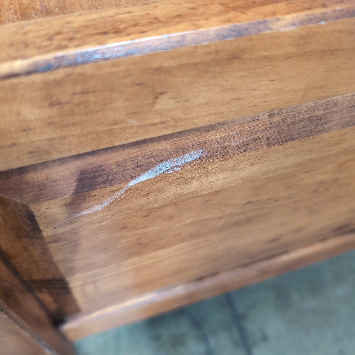 Cherry-Stained Wood End Table with Lower Shelf