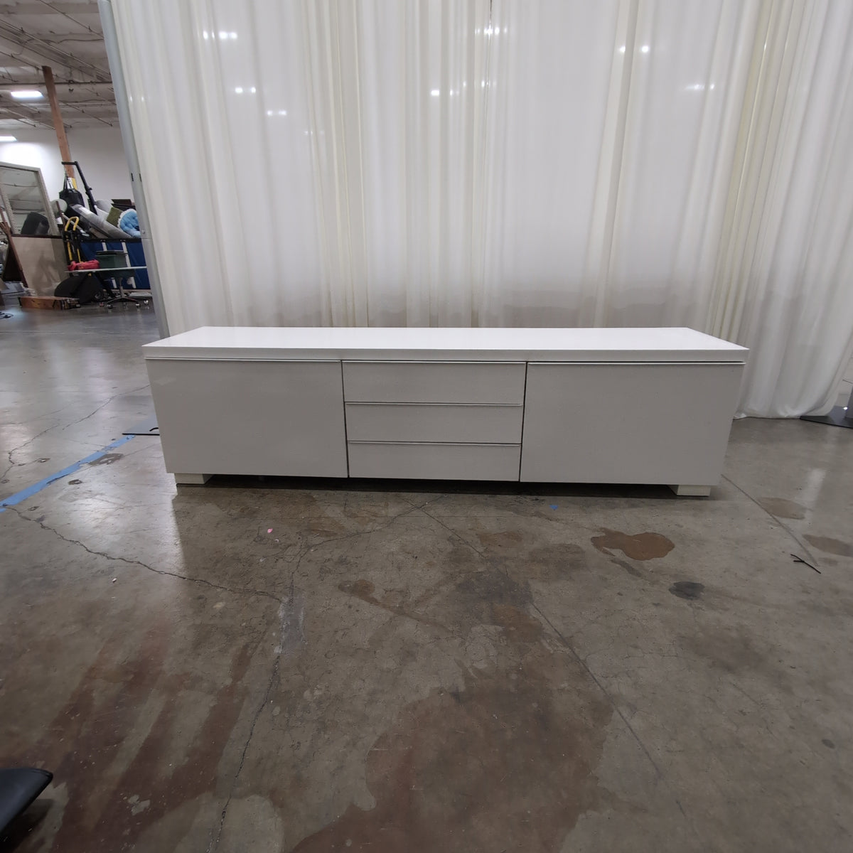 Sleek White Three-Drawer Buffet
