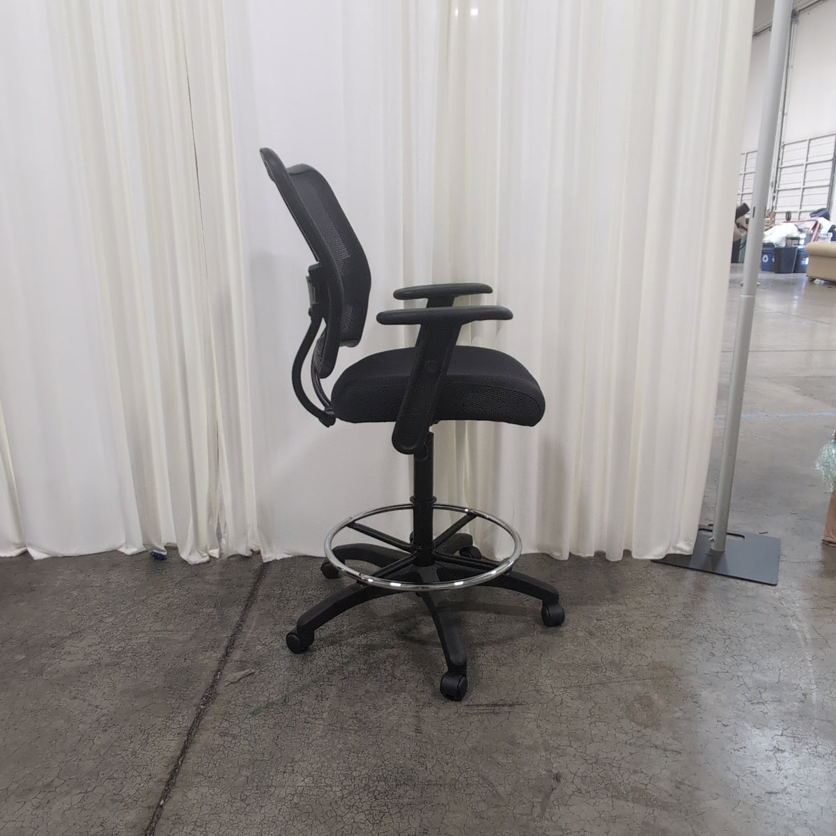Black Mesh Back Drafting Chair with Foot Ring
