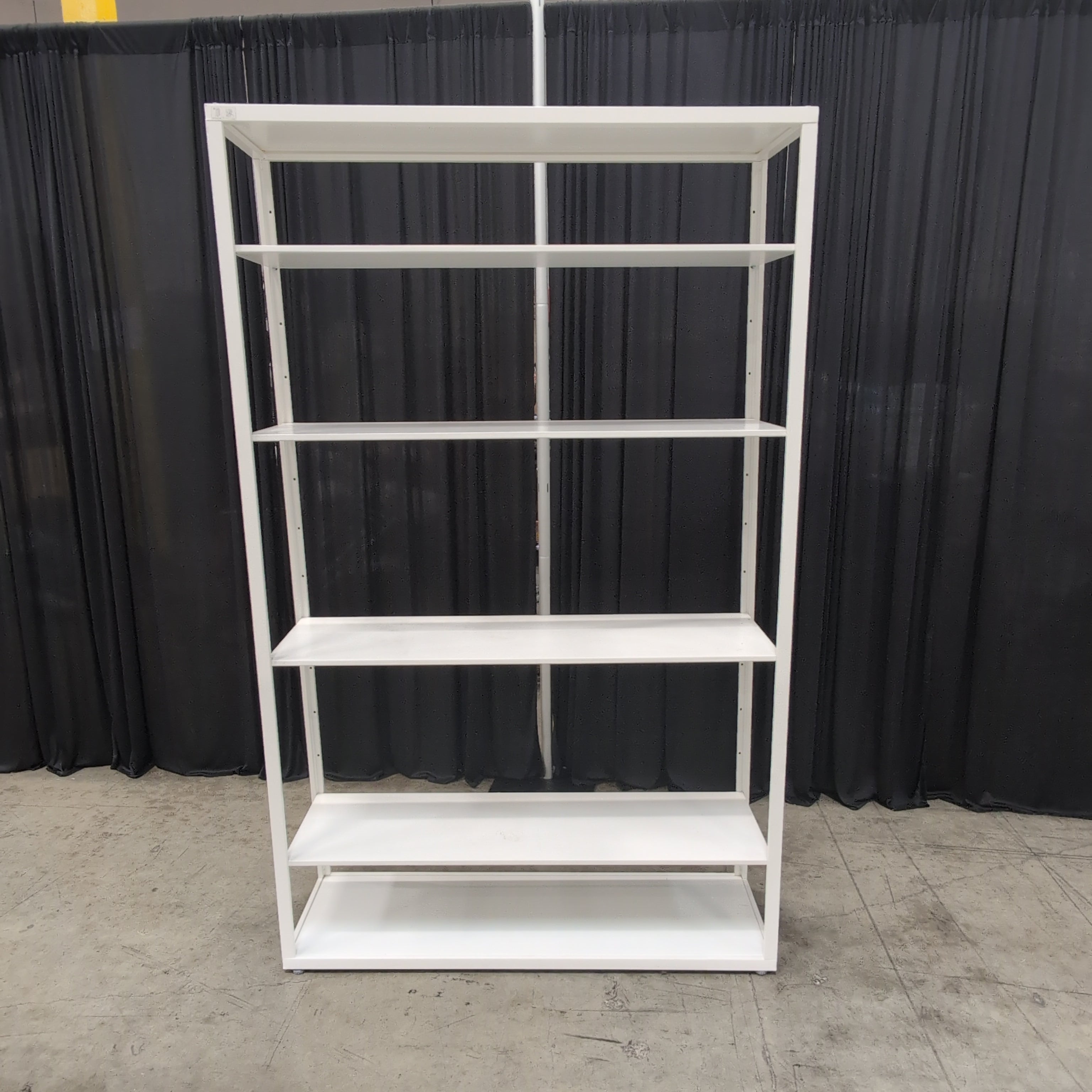 White Metal Six-Shelf Open Bookcase
