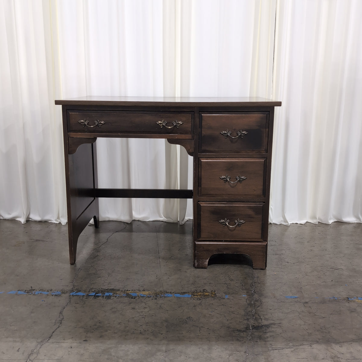 Dark Wood Traditional Style Desk with Ornate Hardware