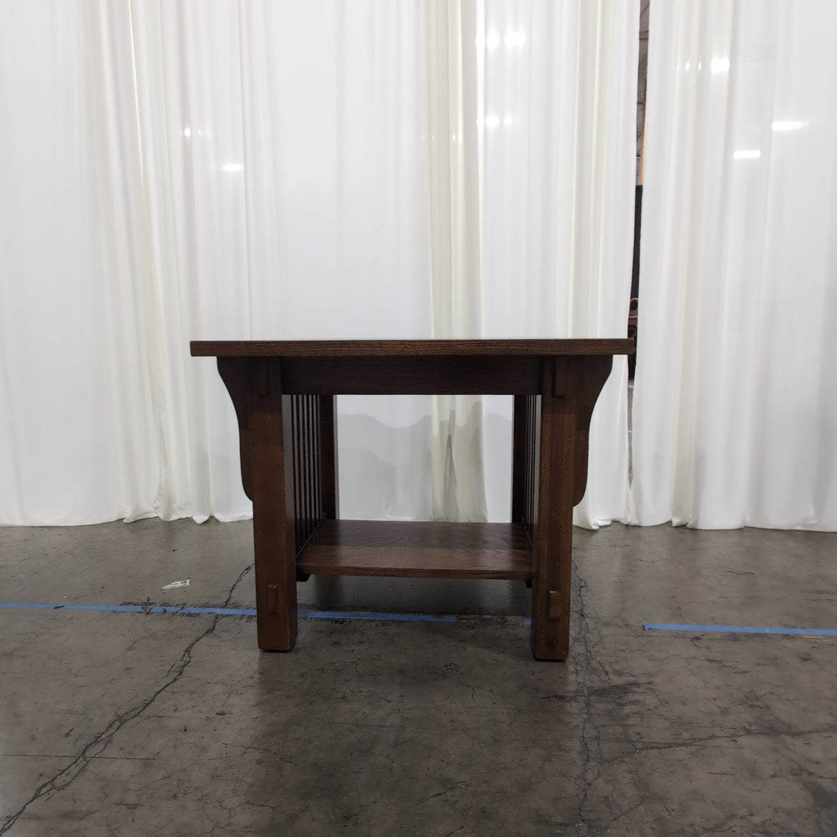 Mission Style Oak Wood End Table with Lower Shelf