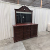 Traditional Dark Cherry Tone Wood Dresser with Carved Mirror